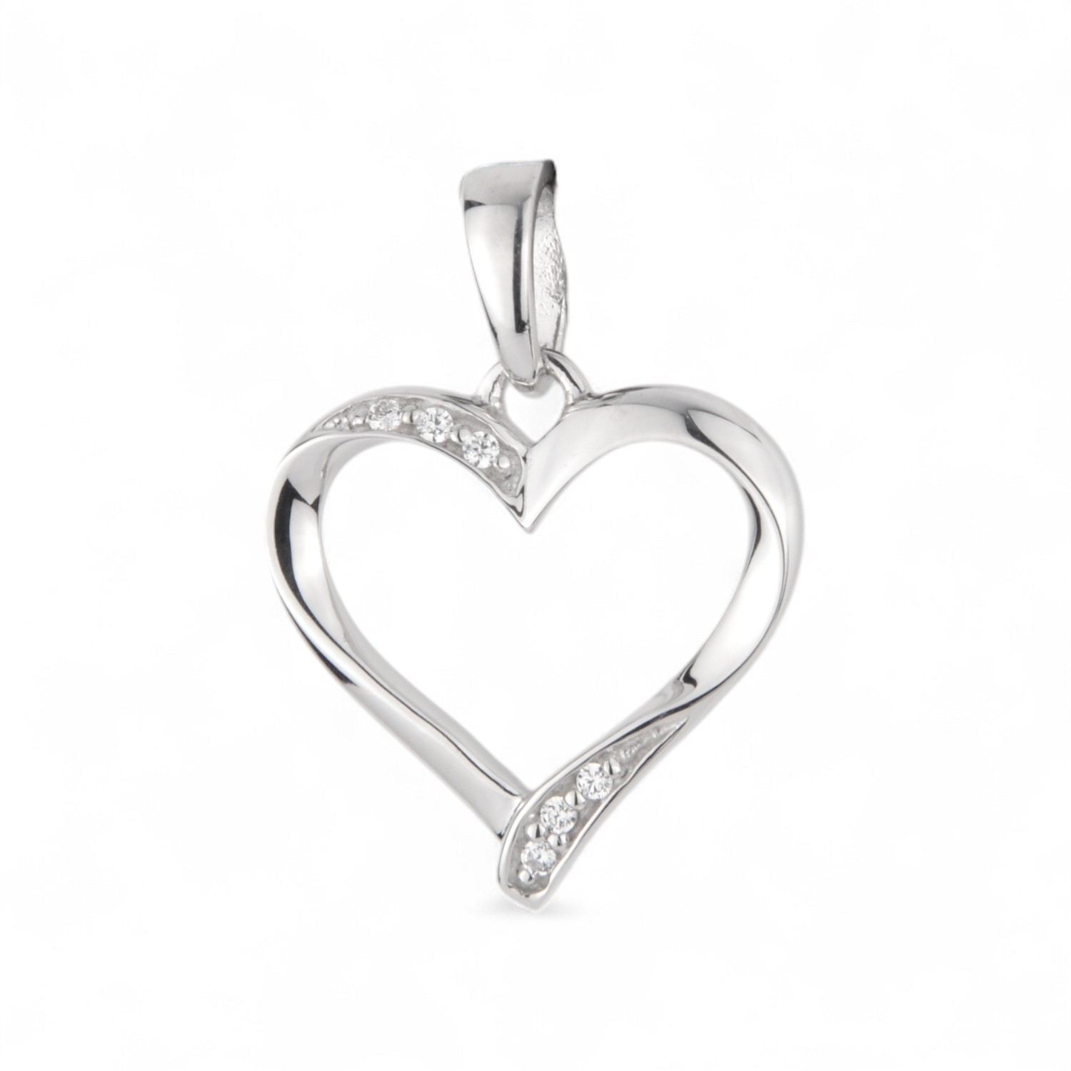 Schmidt Herzanhänger aus 925 Silber für Damen mit Zirkonia, 18,6x13,5mm, silberfarben