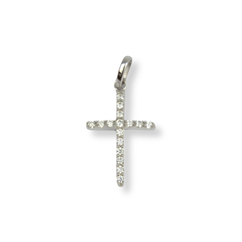 Schmidt Damen Anhänger Kreuz aus 925 Silber mit Zirkonia, silberfarben, 11,5x16,5mm