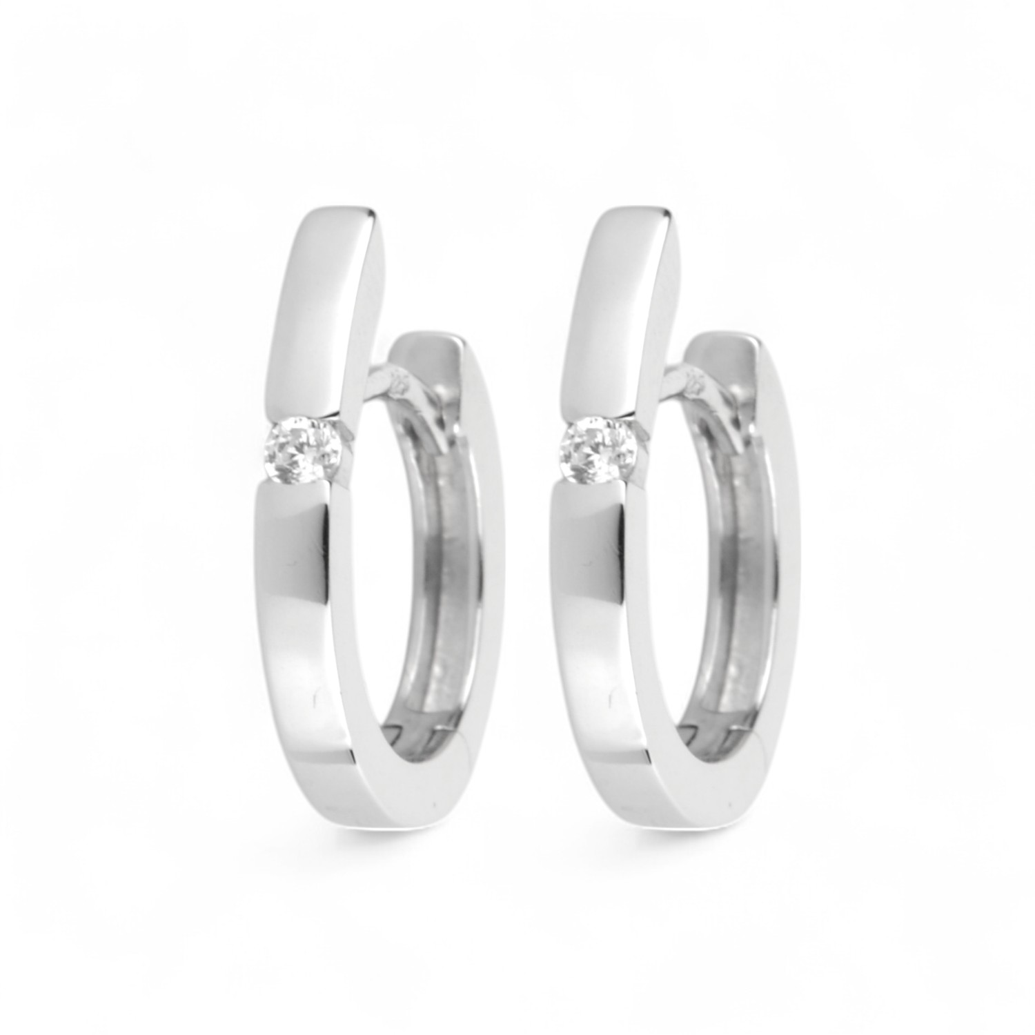 Schmidt Creole Damen Ohrschmuck aus 925 Silber mit Zirkonia, 14,8x2mm, silberfarben