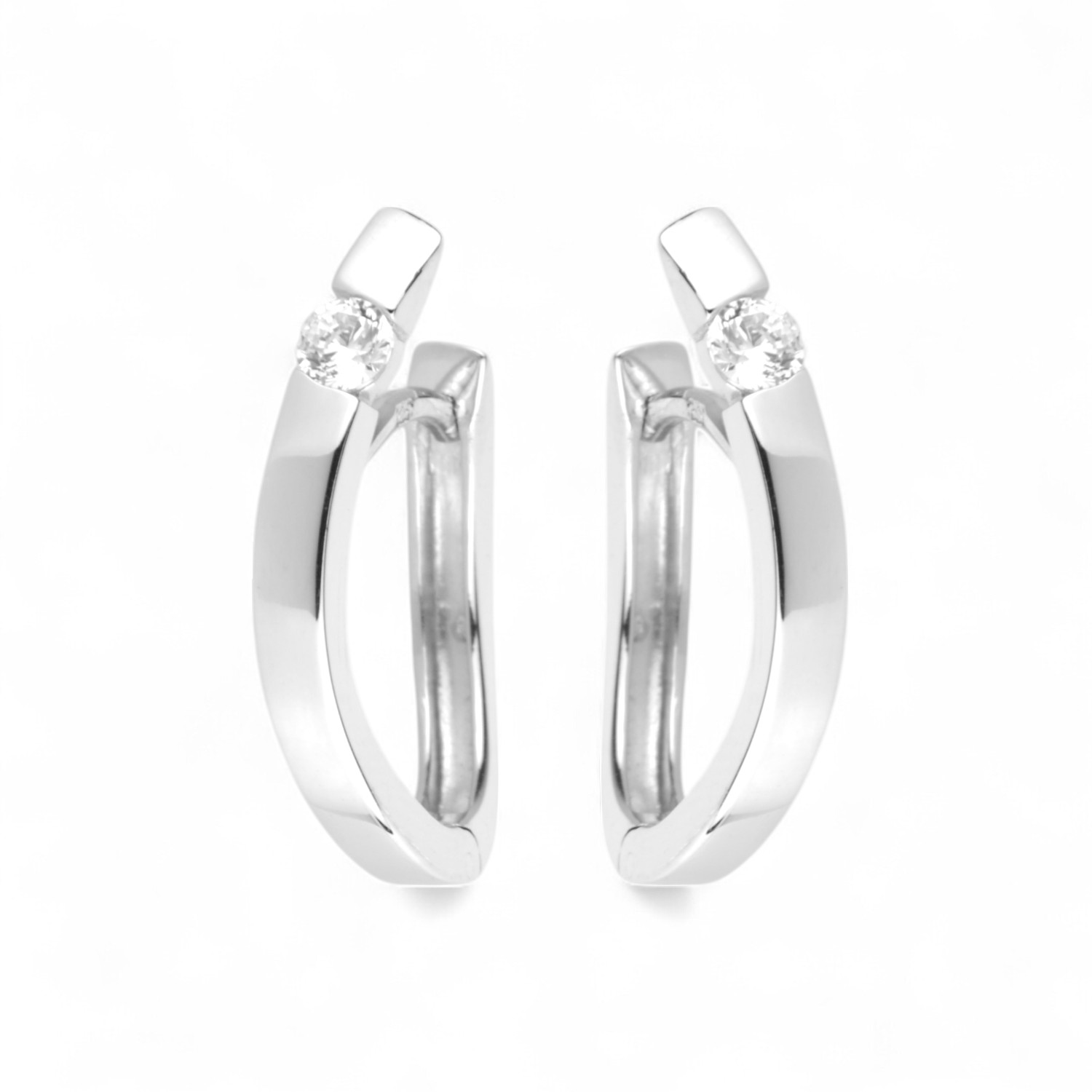 Schmidt Creole mit Zirkonia für Damen, silberfarben, 925 Silber, 19x4mm Ohrschmuck