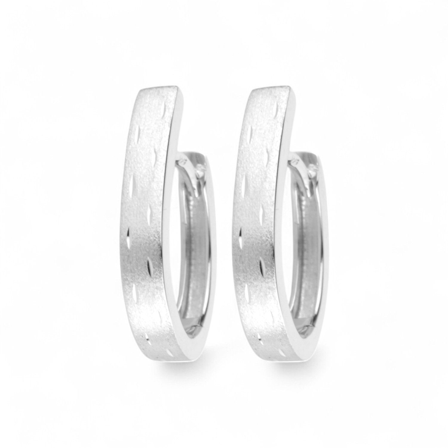 Schmidt Creole diamantiert aus 925 Silber für Damen, silberfarben, Ohrschmuck, 17,8x3,2mm