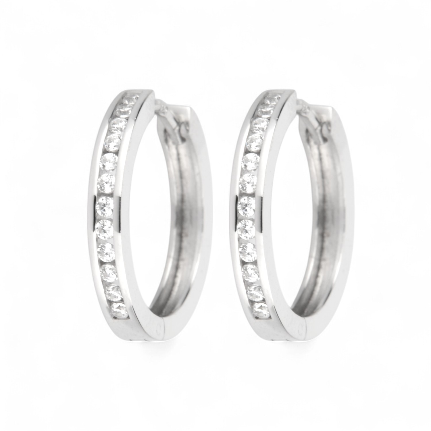 Schmidt Creole mit Zirkonia für Damen aus 925 Silber, silberfarben, 16,5x2,5mm Ohrschmuck