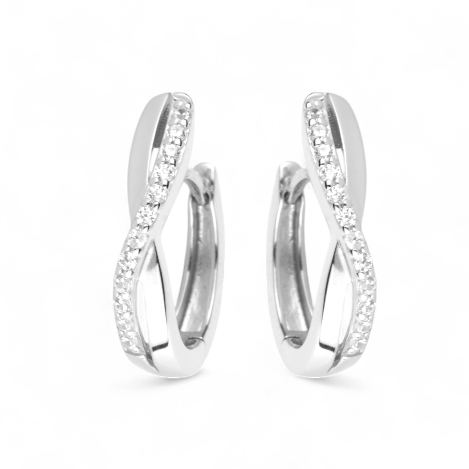 Schmidt Creole mit Zirkonia für Damen aus 925 Silber, silberfarben, 16,5x3,7mm Ohrschmuck