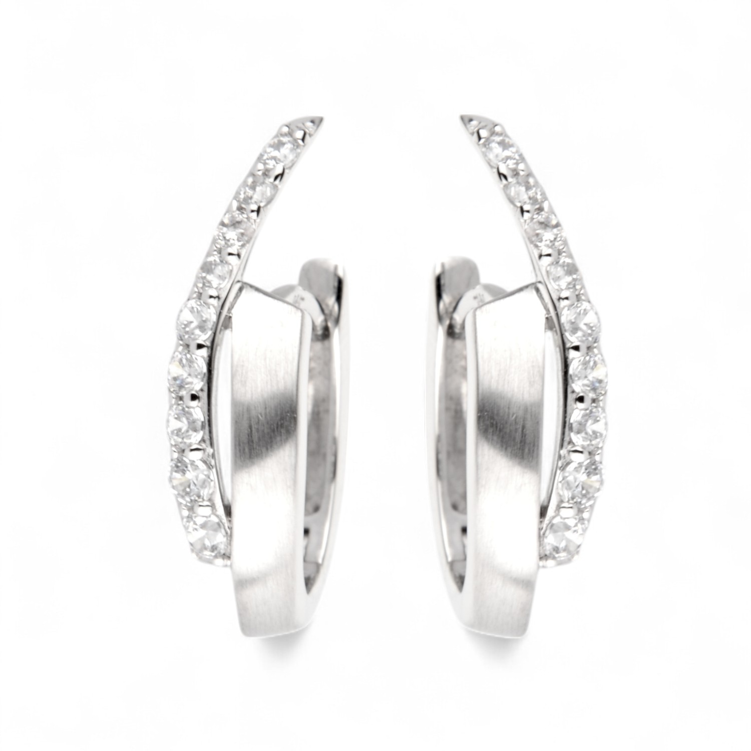 Schmidt Creole mit Zirkonia für Damen aus 925 Silber, silberfarben, 20x5,5mm Ohrschmuck