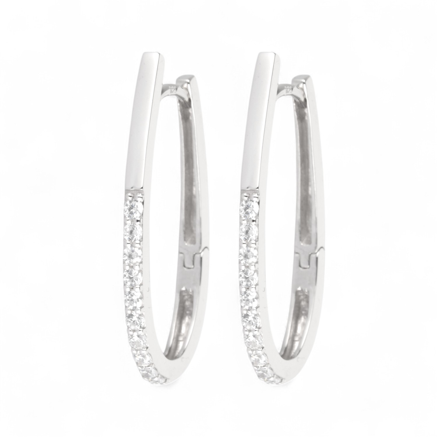 Schmidt Creole Damen Ohrschmuck aus 925 Silber mit Zirkonia, 28x1,8mm, silberfarben