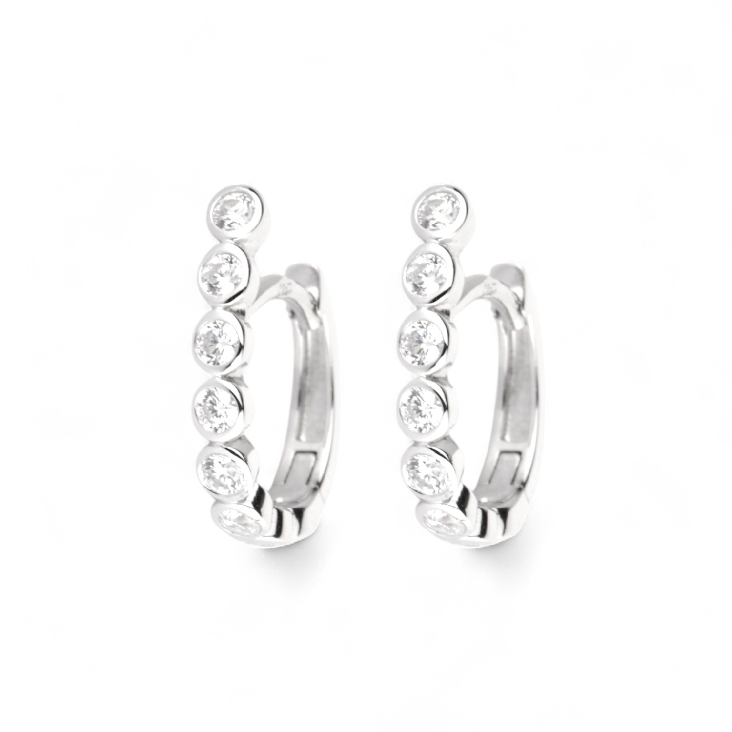 Schmidt Creole Damen Ohrschmuck 925 Silber mit Zirkonia, 15x2,5mm, silberfarben