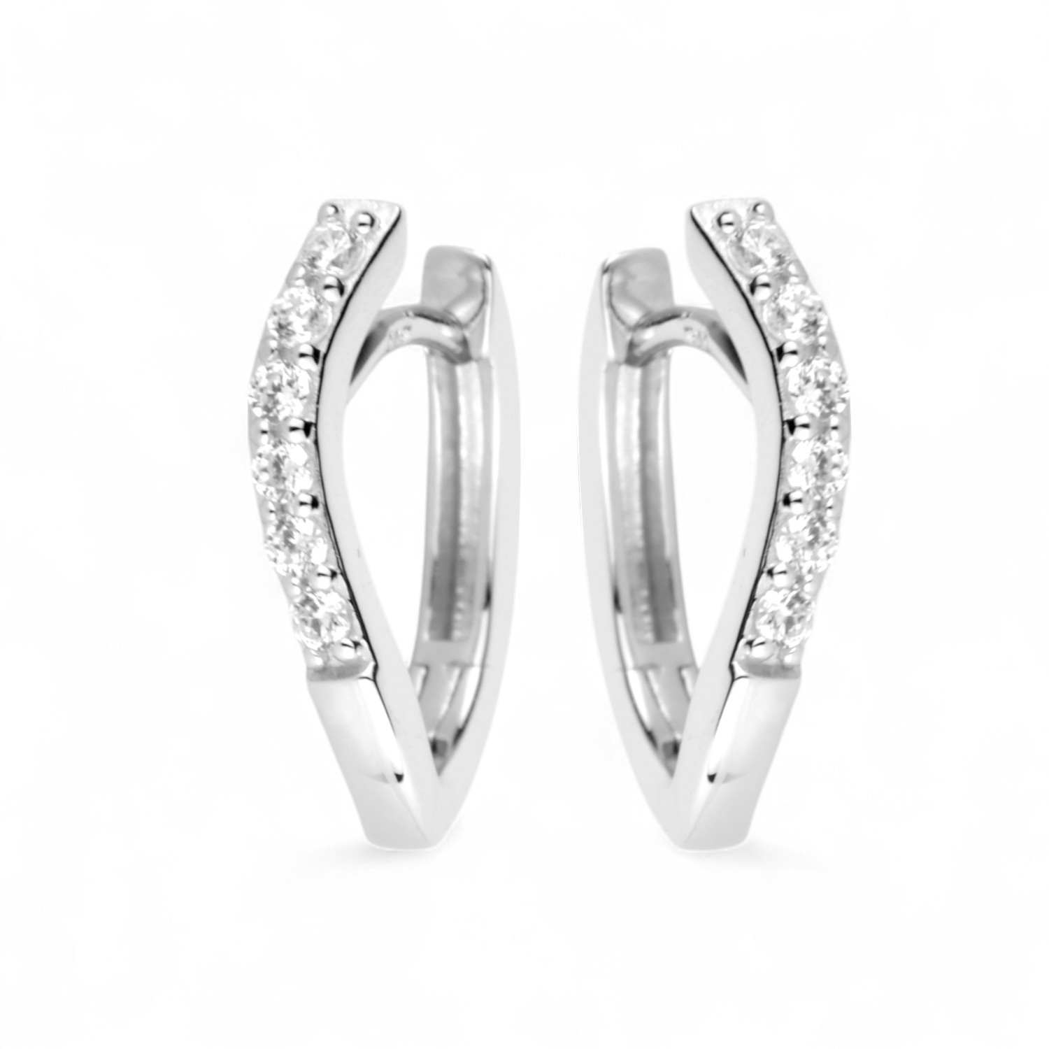 Schmidt Creole Damen Ohrschmuck aus 925 Silber mit Zirkonia, silberfarben, 17,2x3,5mm