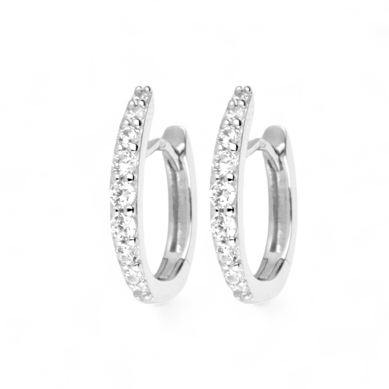 Schmidt Creole Damen Ohrschmuck aus 925 Silber mit Zirkonia, silberfarben, 15,6x2,3mm