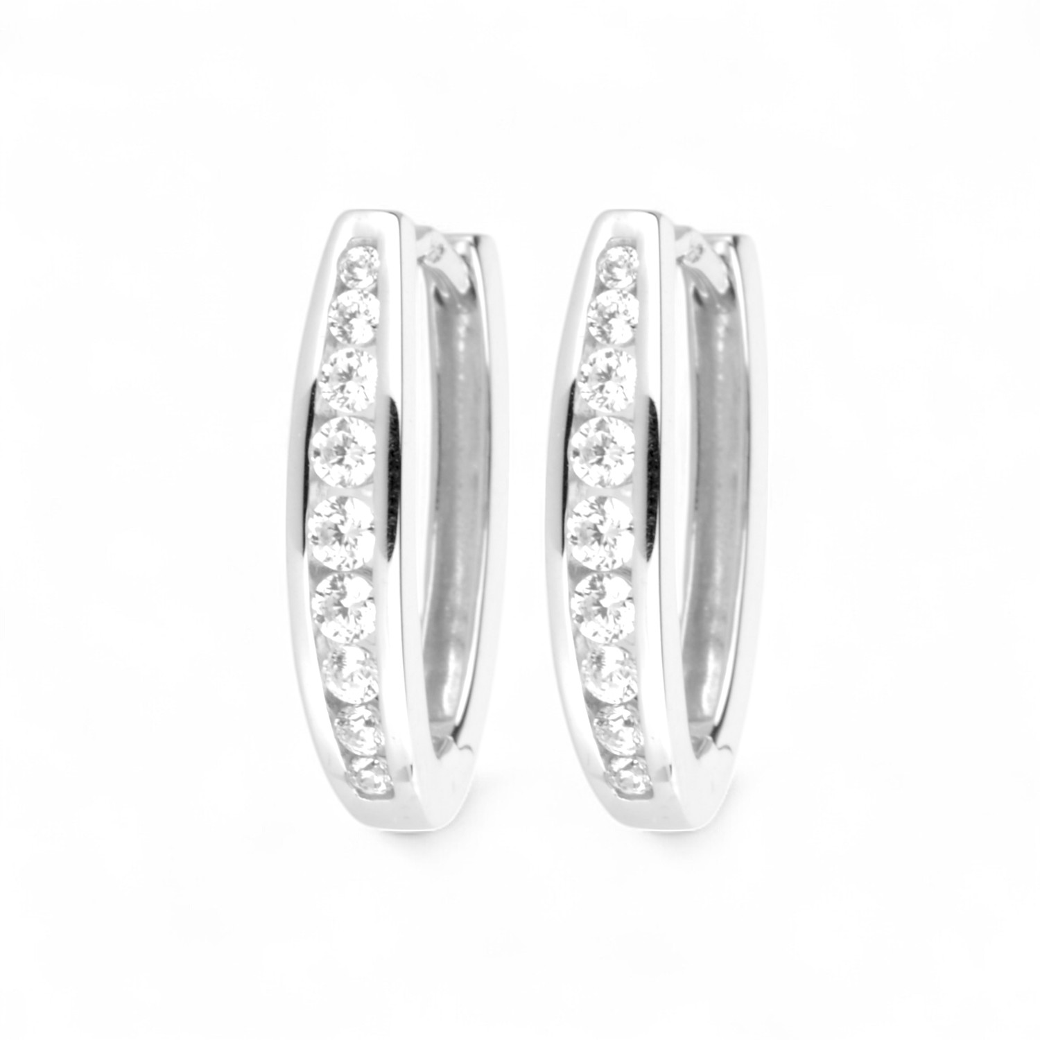 Schmidt Creole Damen Ohrschmuck aus 925 Silber mit Zirkonia, silberfarben, 17x3,4mm