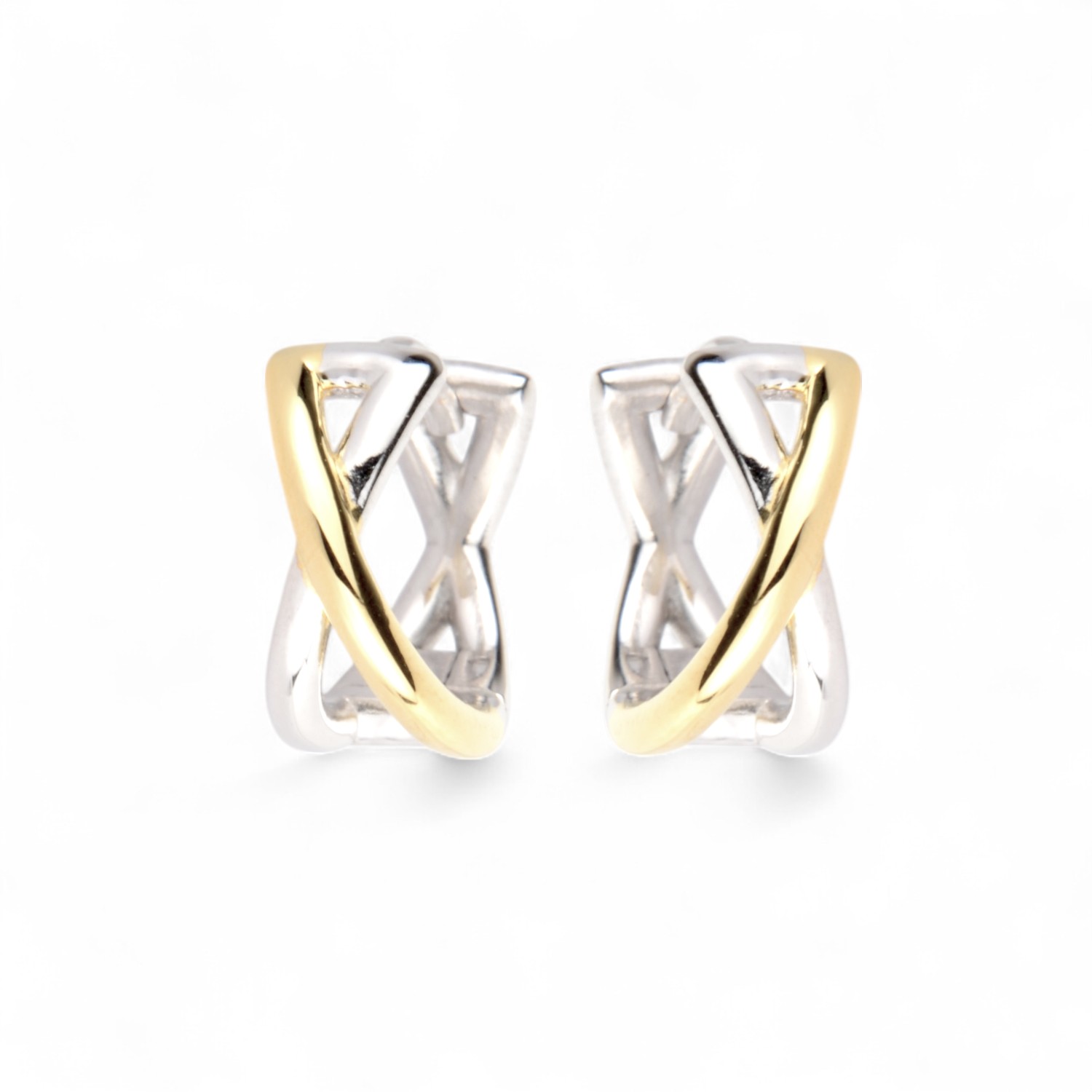 Schmidt Creole 2-farbig Damen Ohrschmuck aus 925 Silber und vergoldetem Silber, 12,2x6mm, silber-gold