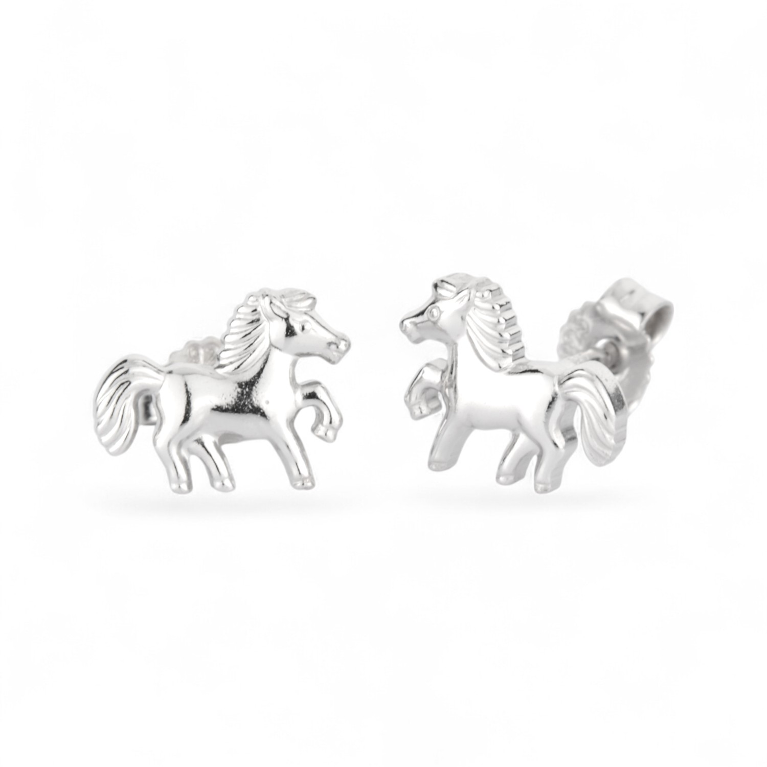 Schmidt Kinderohrstecker Pferd aus 925er Silber für Kinder, silberfarben, 7,6x9,2mm Ohrschmuck