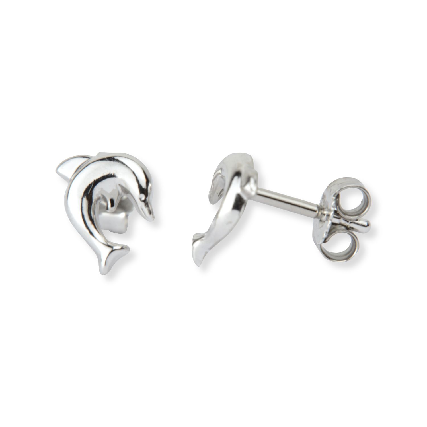 Schmidt Delphin Ohrstecker für Kinder aus 925er Silber vergoldet, ca. 6,5mm, silberfarben