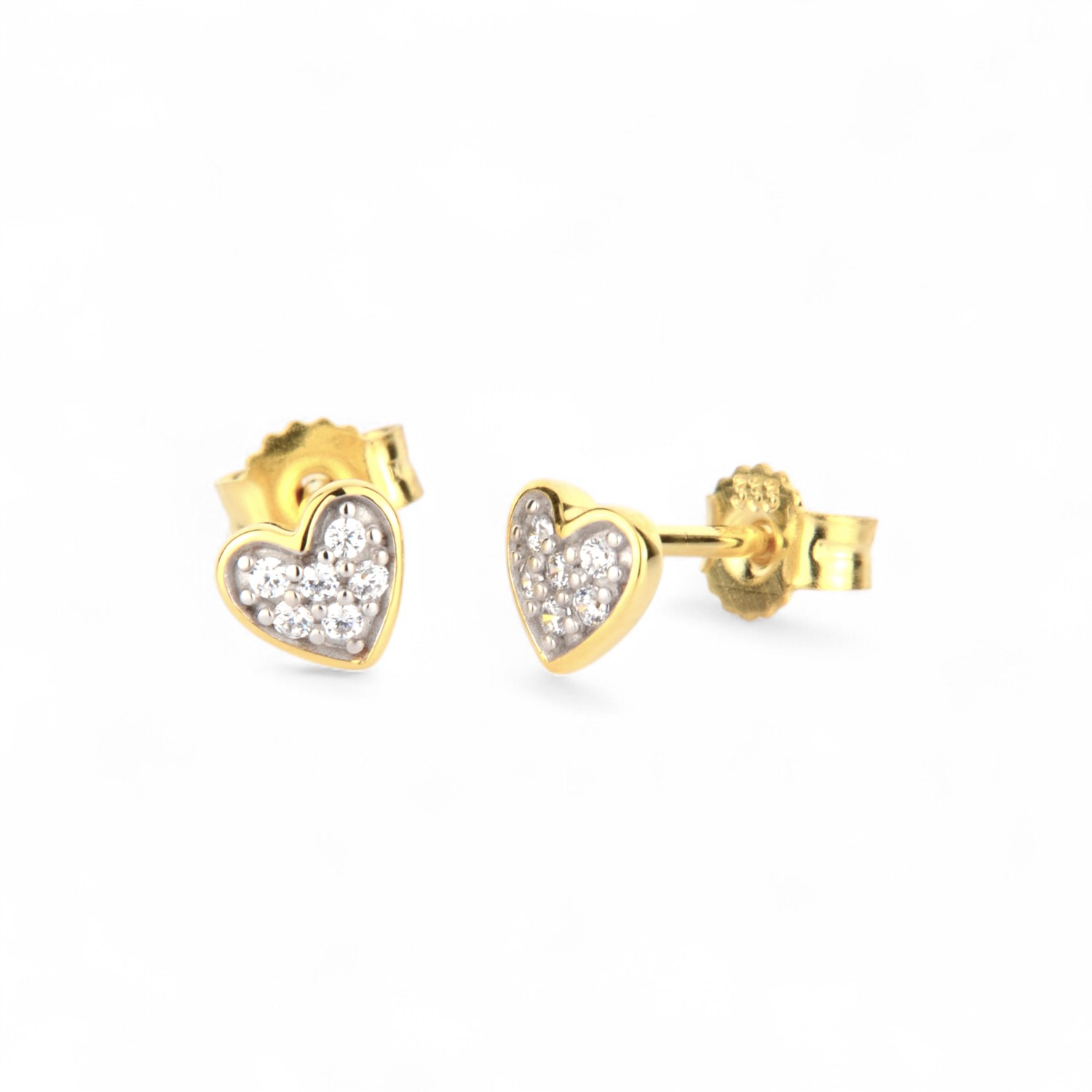 Schmidt Ohrstecker Herz aus 333 Gold mit Zirkonia für Damen und Kinder, gold- und silberfarben, 5x5,2mm