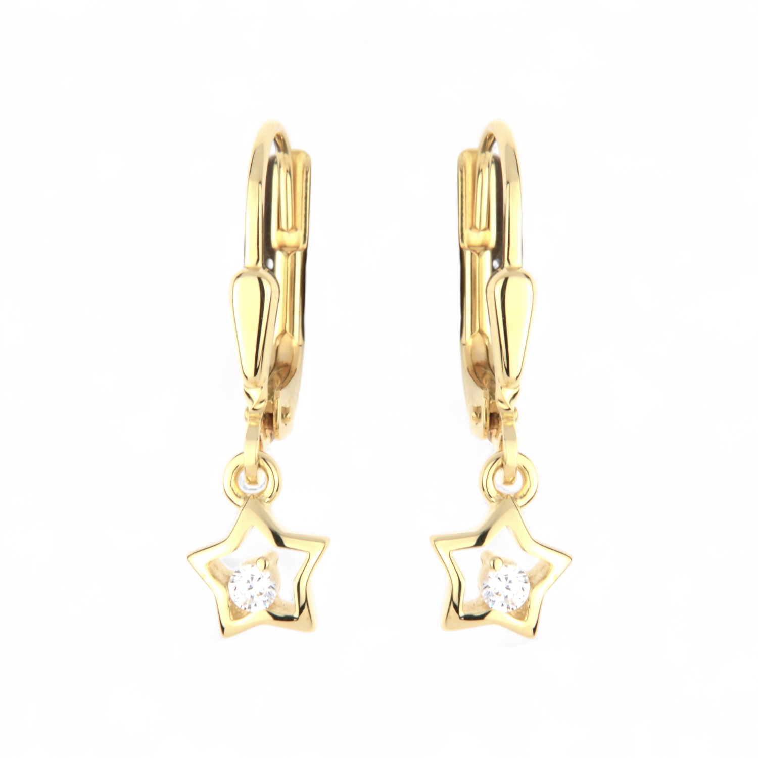 Schmidt Ohrhänger Stern aus 333 Gold mit Zirkonia für Damen und Kinder, goldfarben, 20,8x6mm
