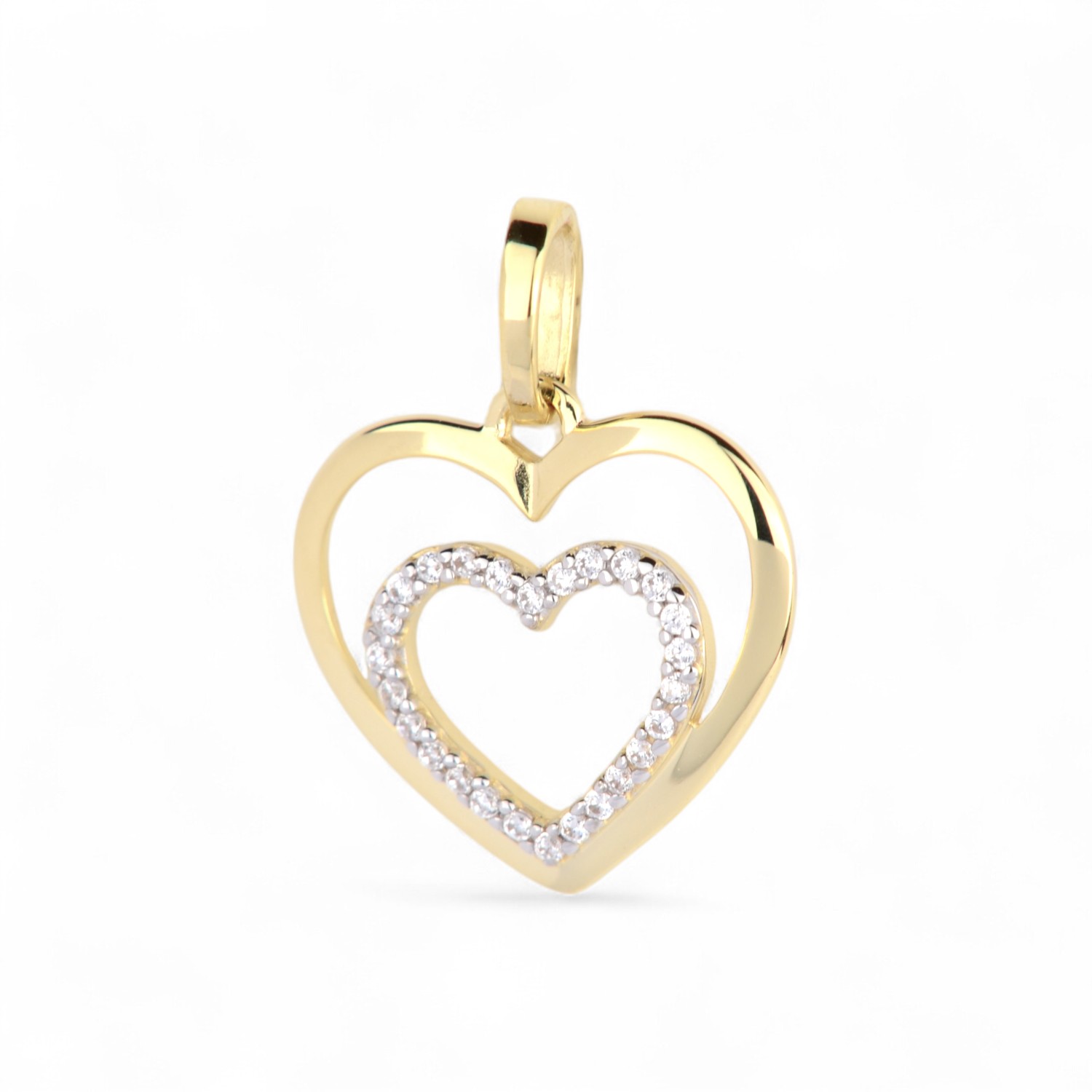 Schmidt Herzanhänger für Damen aus 333 Gold mit Zirkonia, 17,7x13,6mm, goldfarben