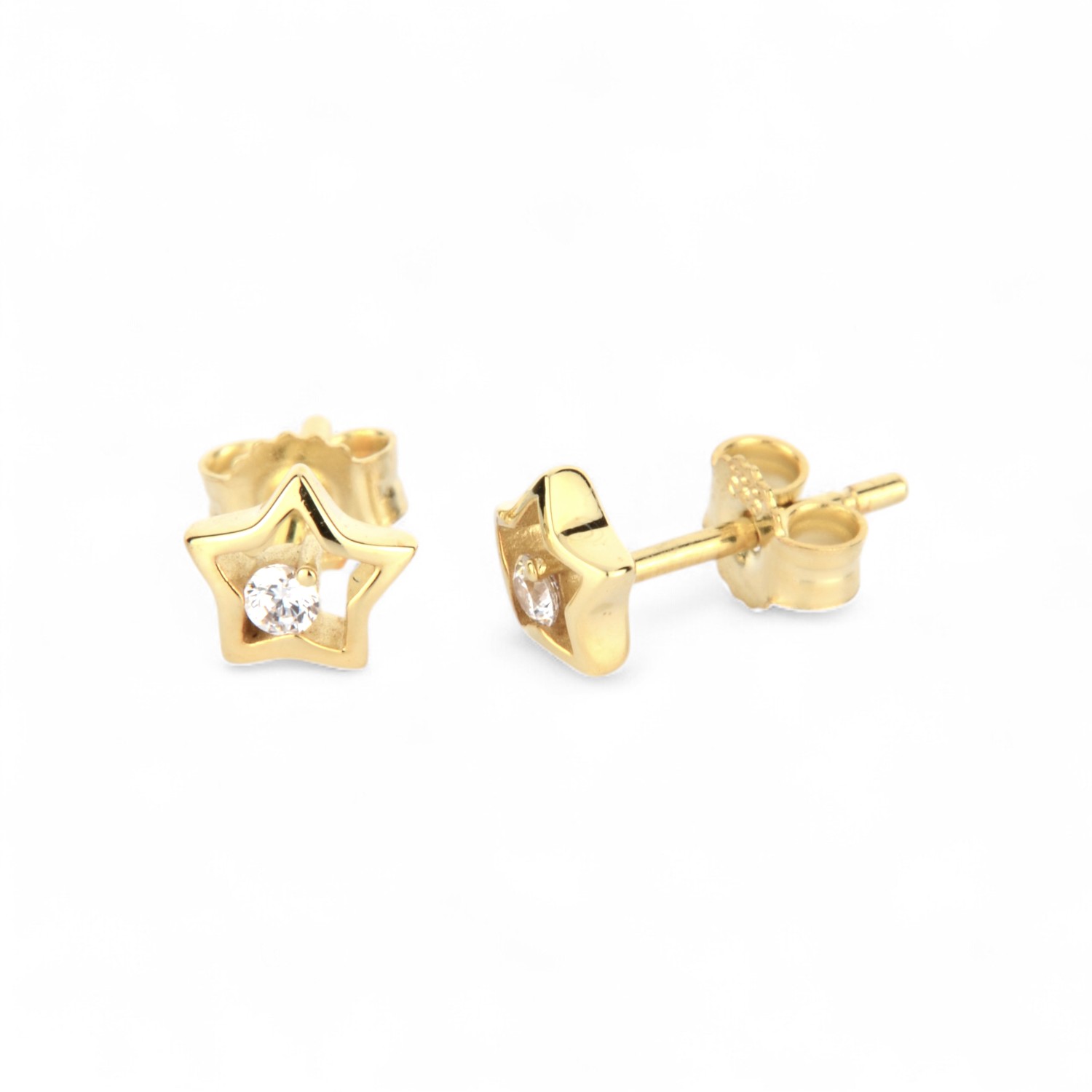 Schmidt Ohrstecker Stern aus 333 Gold mit Zirkonia für Damen und Kinder, 5,7mm, goldfarben