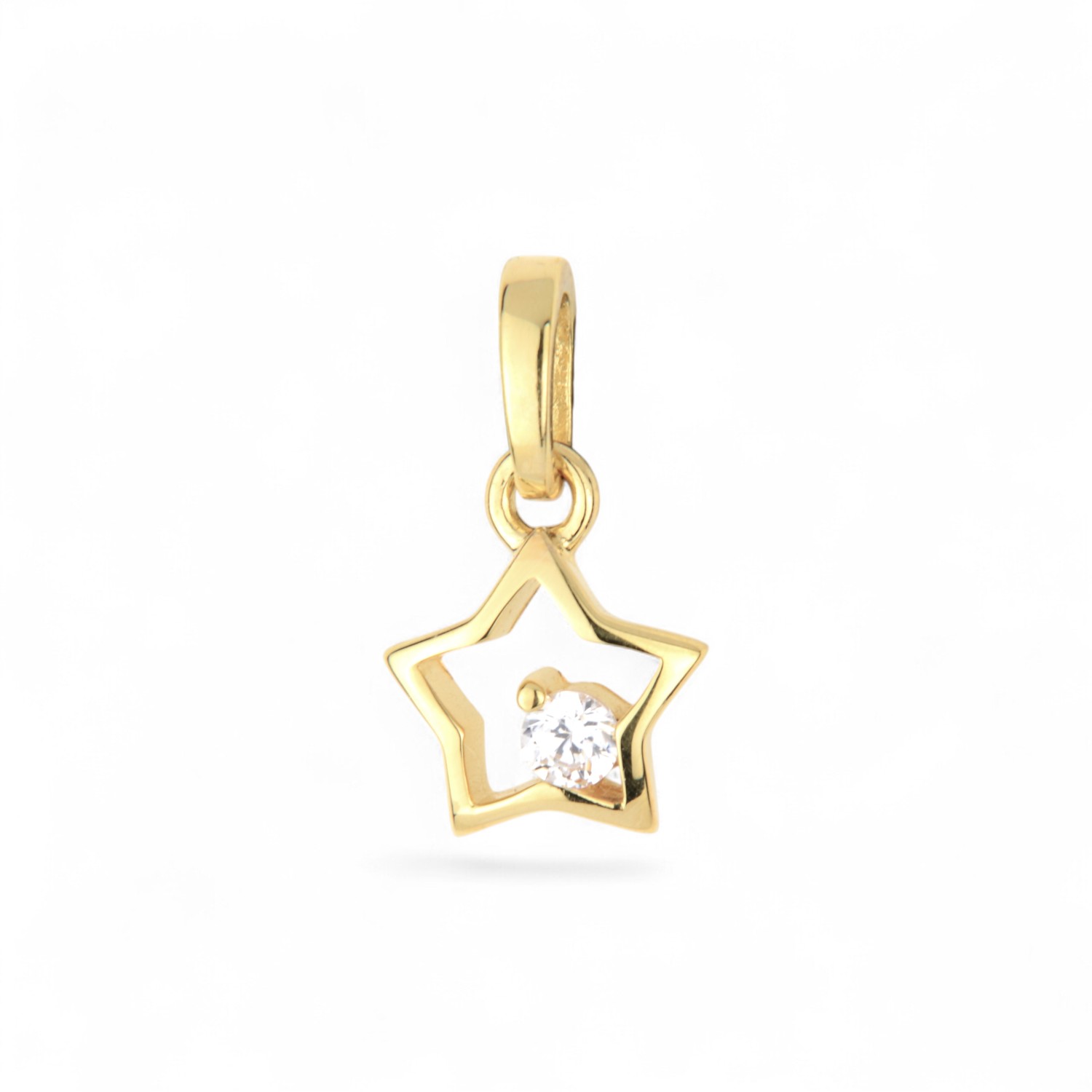 Schmidt Anhänger Stern aus 333 Gold mit Zirkonia für Damen und Kinder, goldfarben, 14,8x8,5mm