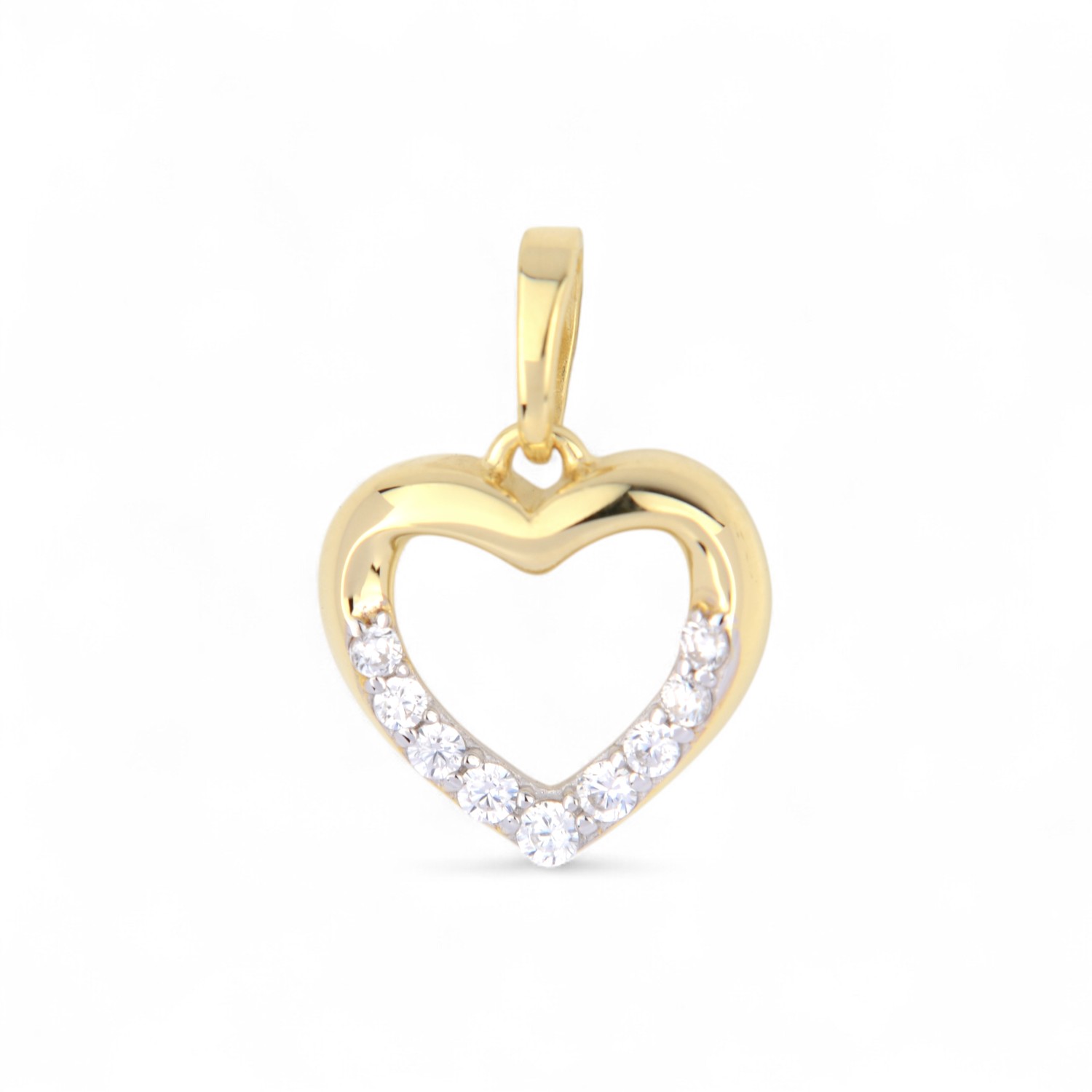 Schmidt Herz Anhänger für Damen aus 333 Gold mit Zirkonia, goldfarben-silberfarben, 16,5x12mm