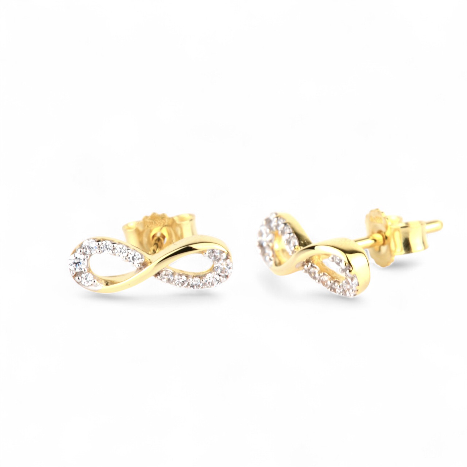 Schmidt Ohrstecker Infinity aus 333 Gold mit Zirkonia für Damen, gold-silber, 12x4,5mm Ohrschmuck