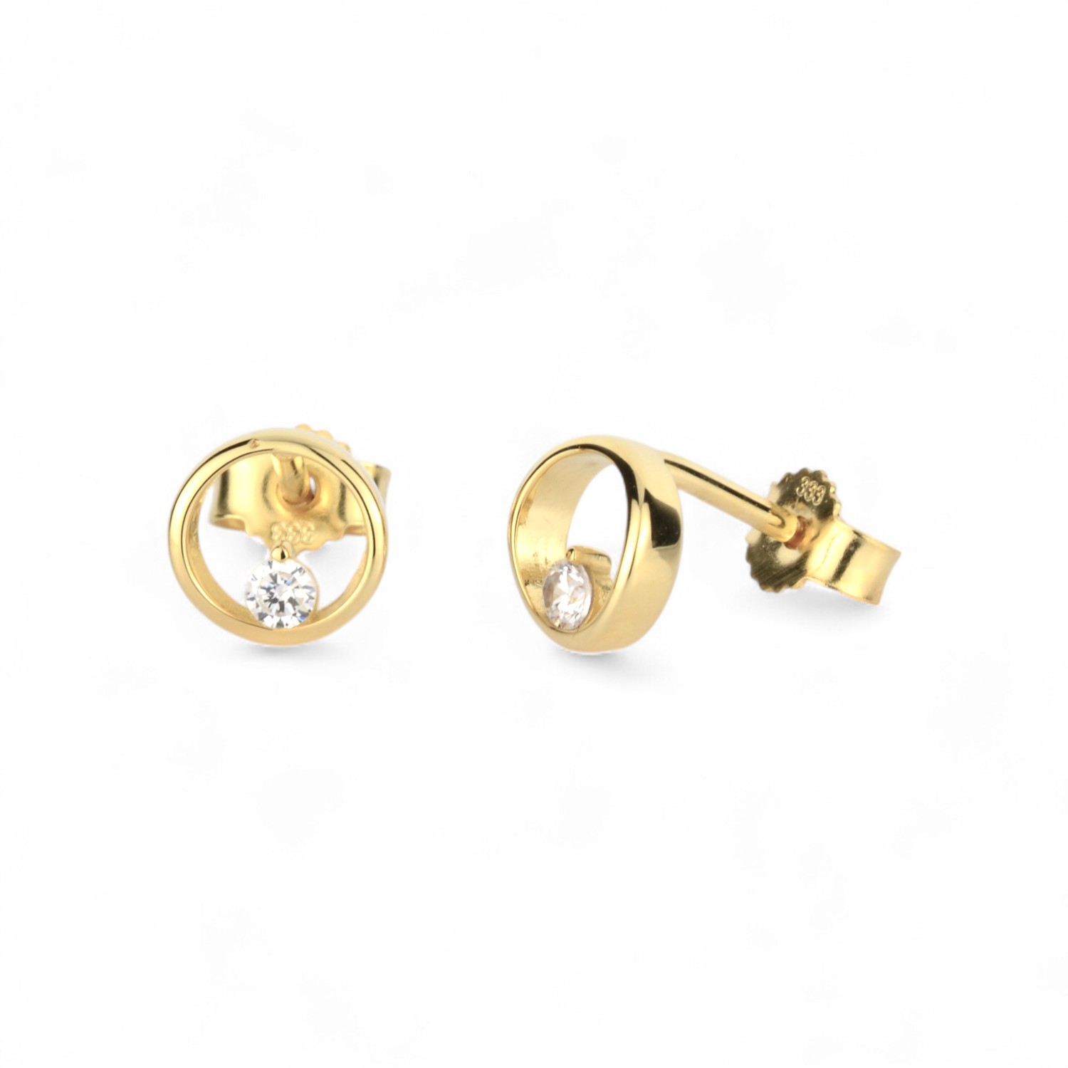 Schmidt Ohrstecker rund 6,8mm goldfarben aus 333 Gold mit Zirkonia für Damen