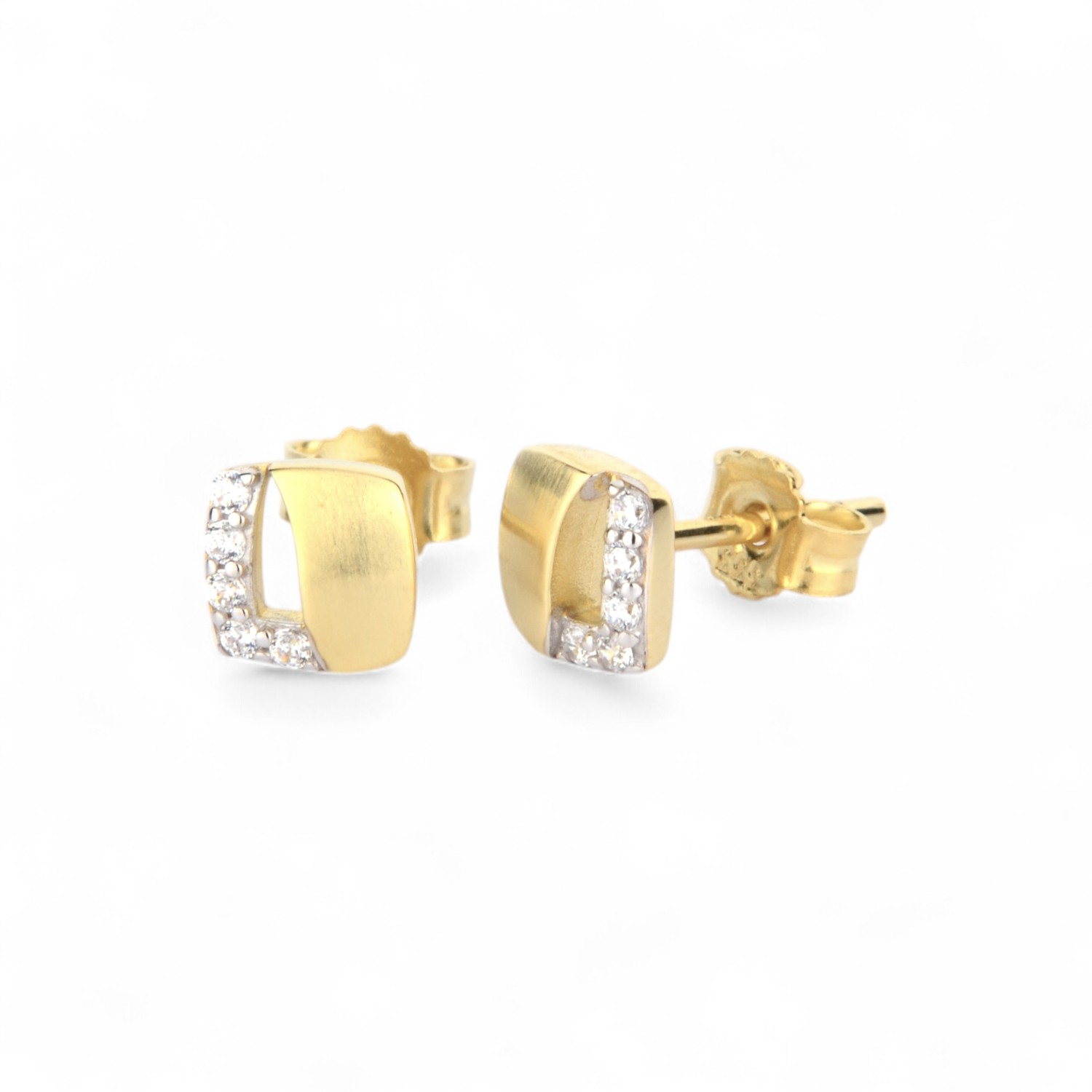 Schmidt Ohrstecker quadratisch in Gold 333 mit Zirkonia für Damen, 5,9x5,9mm, eleganter Ohrschmuck