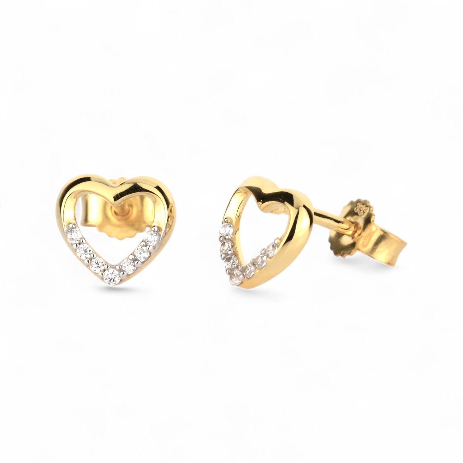 Schmidt Ohrstecker Herz aus 333 Gold mit Zirkonia für Damen, gold- und silberfarben, 7,2x7,8mm