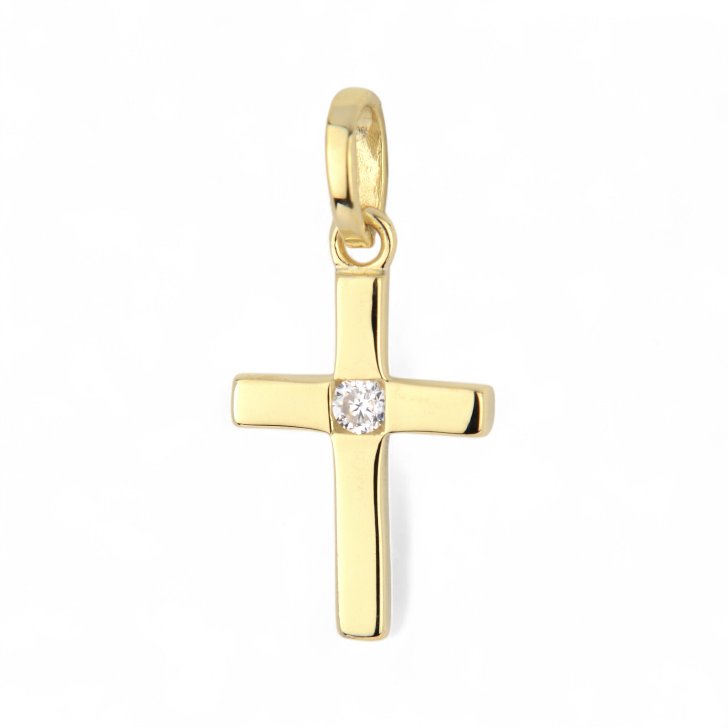 Schmidt Kreuzanhänger für Damen aus 333 Gold mit Zirkonia, goldfarben, 19,8x9,3mm