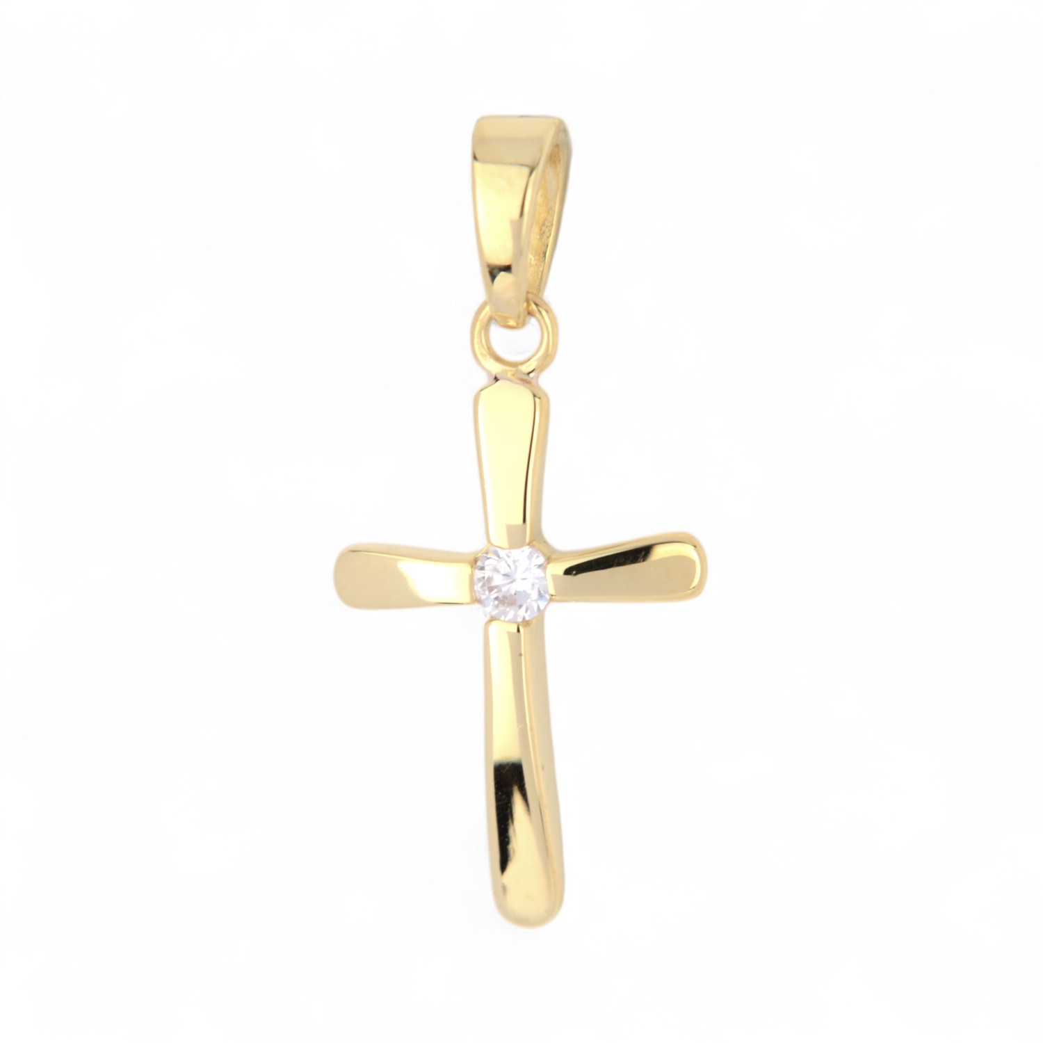 Schmidt Kreuzanhänger für Damen aus 333 Gold mit Zirkonia, goldfarben, 22,5x10,5mm