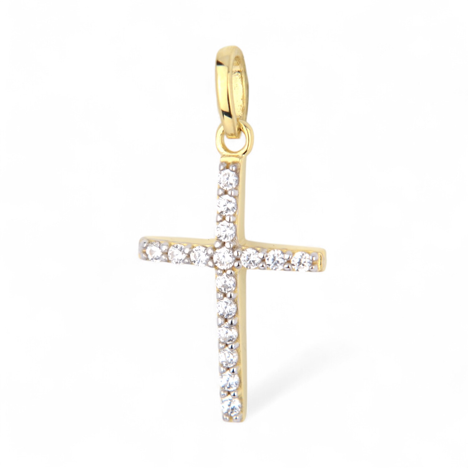 Schmidt Kreuzanhänger für Damen aus 333 Gold mit Zirkonia, gold- und silberfarben, 23,4x12,2mm