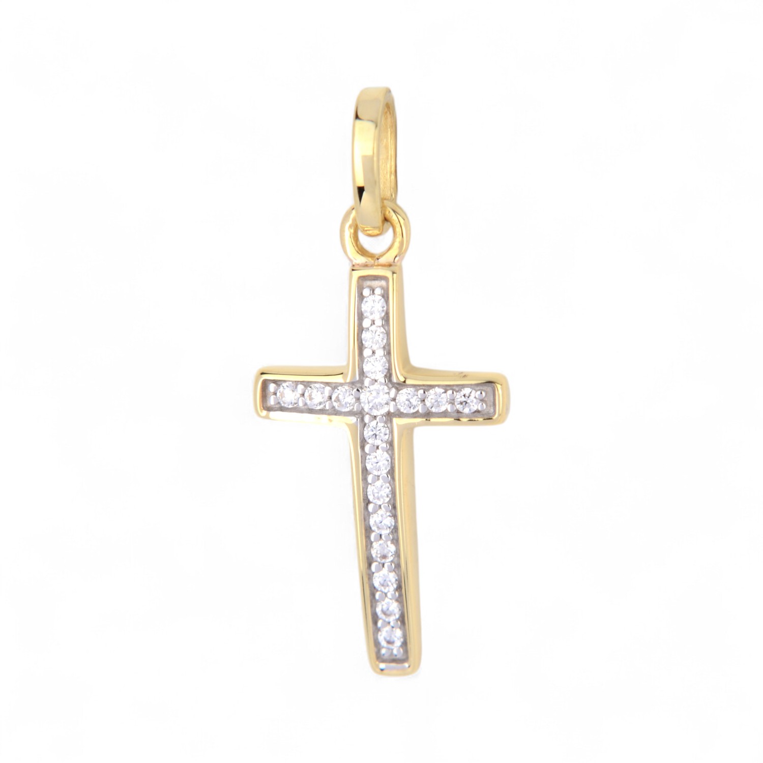 Schmidt Kreuzanhänger für Damen aus 333 Gold mit Zirkonia, gold- und silberfarben, 23,6x10,4mm