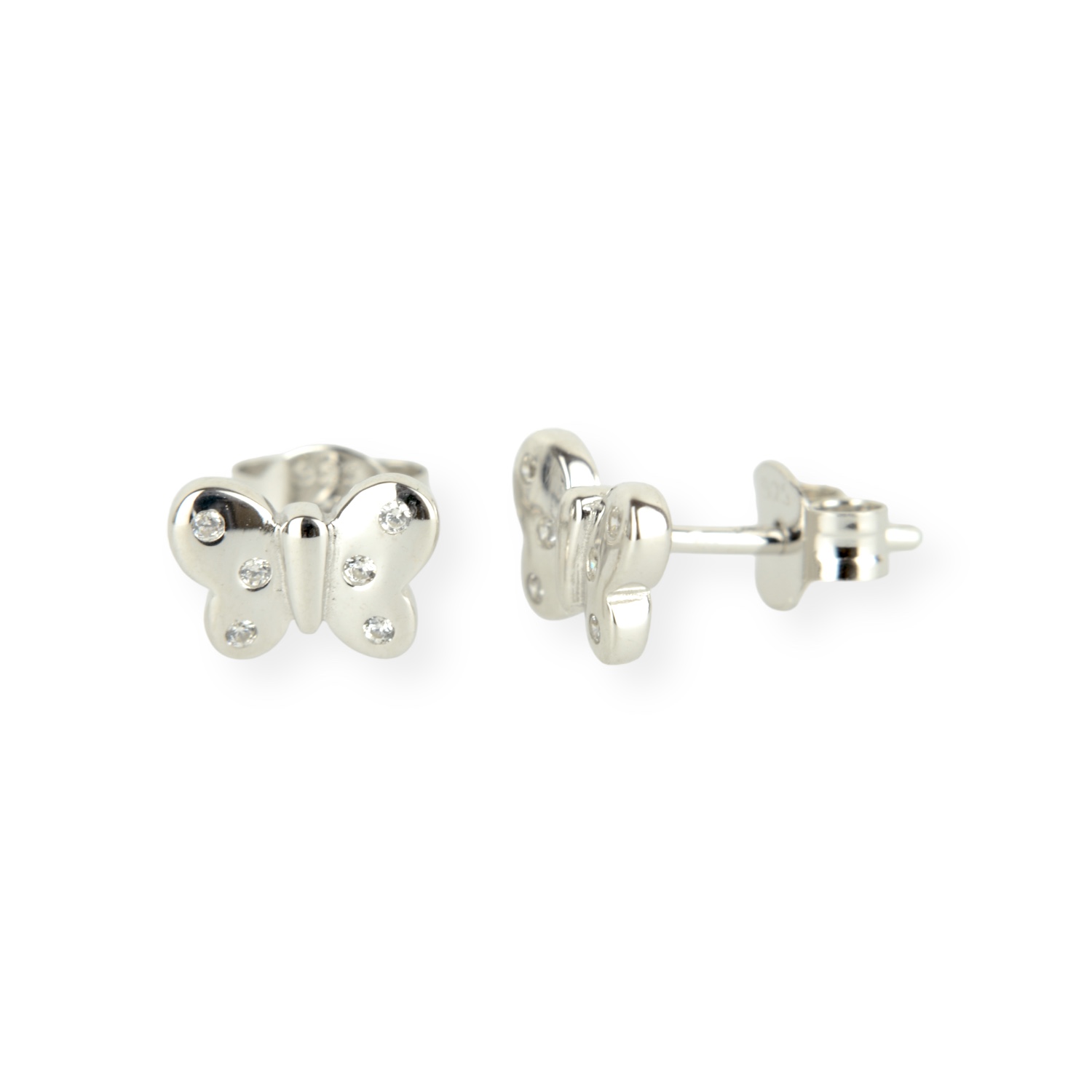 Schmidt Schmetterlings Ohrstecker aus 925 Silber für Kinder mit Zirkonia, ca. 6,5mm, silberfarben