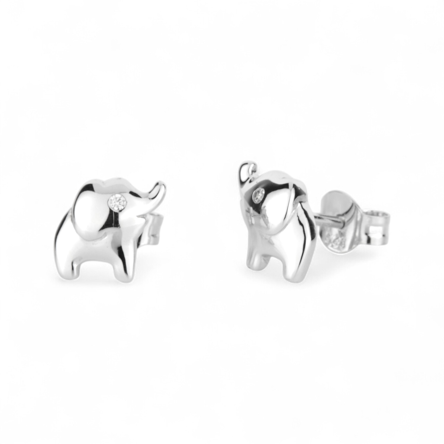 Schmidt Kinderohrstecker Elefant aus 925 Silber mit Zirkonia für Kinder, 7,4x8,3mm, silberfarben