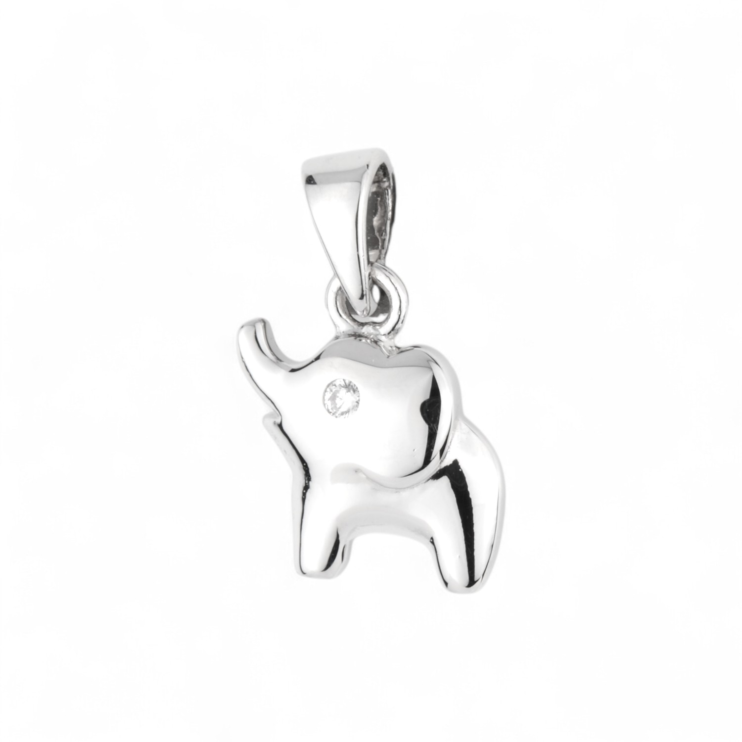 Schmidt Kinderanhänger Elefant aus 925 Silber mit Zirkonia, silberfarben, für Kinder, 15,6x9,7mm