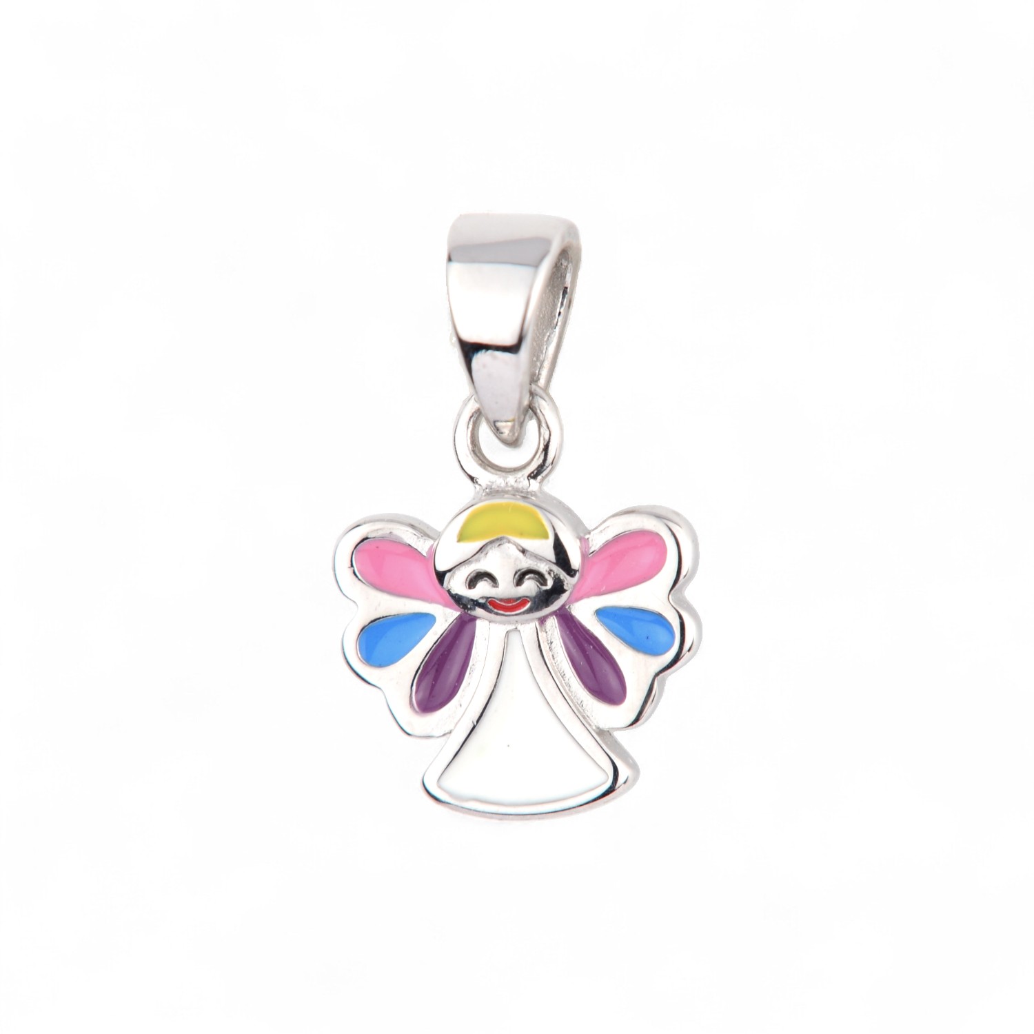 Kinderanhänger Engel von Schmidt, silberfarben 925, bunt, für Kinder, 14,7x8,9mm, ideal als Geschenk
