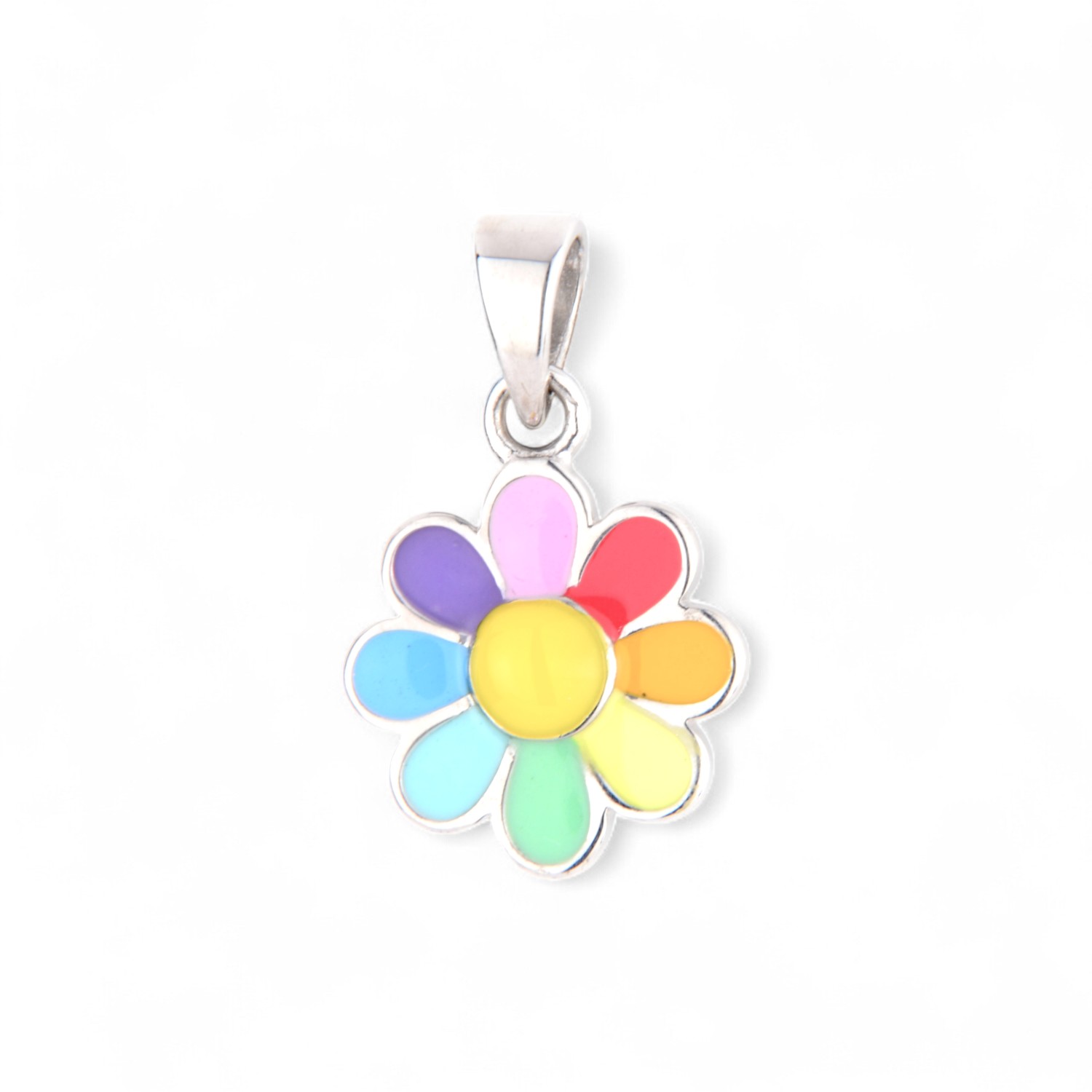 Schmidt 925 Silber Schmuckanhänger für Kinder - Bunte Blume, ideal als Geschenk