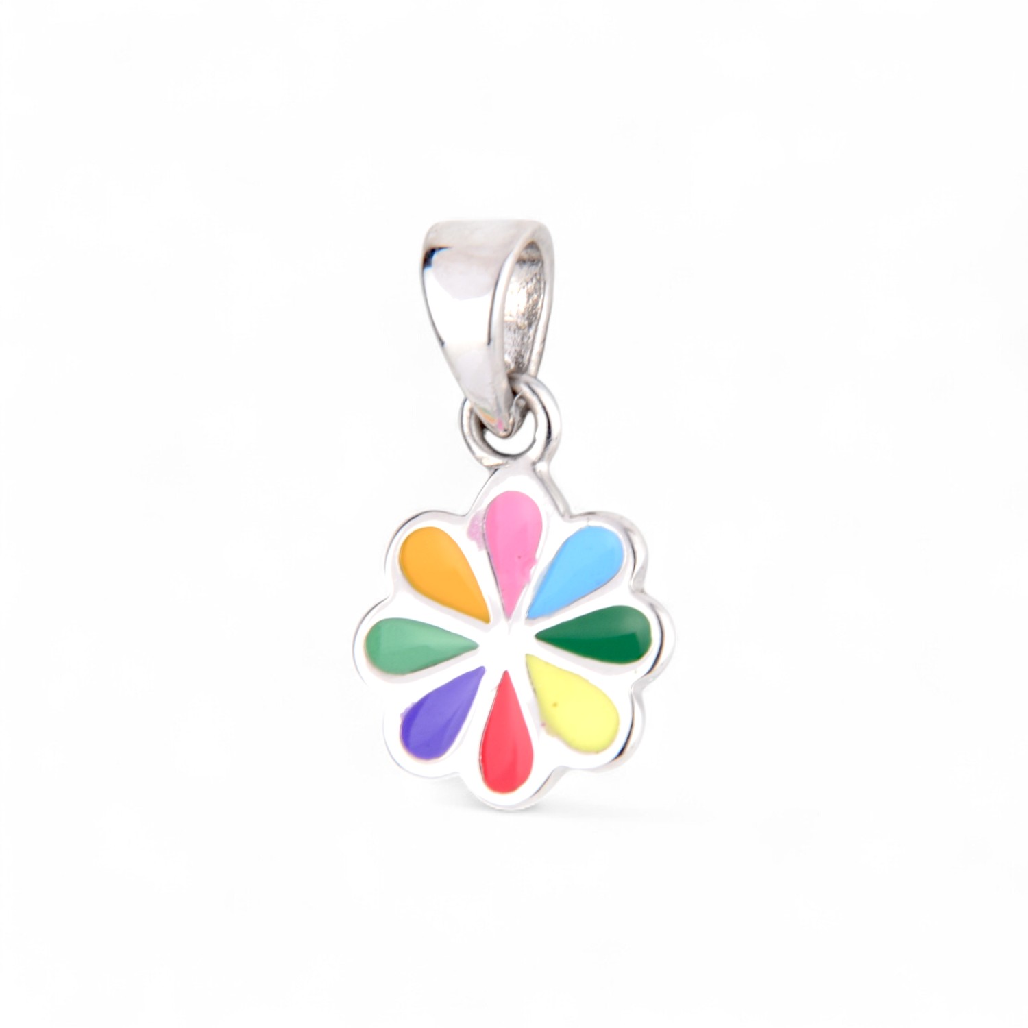 Schmidt Kinderanhänger Blume aus 925 Silber, bunt, für Kinder, silberfarben, ideal als Geschenk