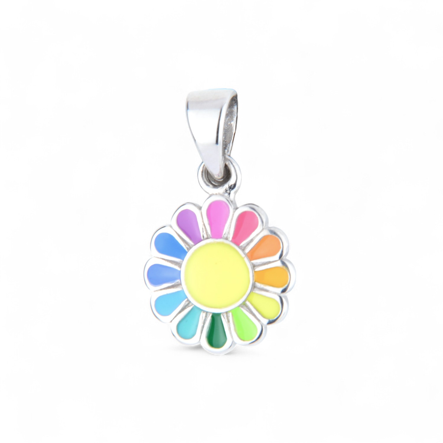 Schmidt Kinderanhänger Blume aus 925 Silber, bunt, für Kinder, silberfarben, ideal als Geschenk