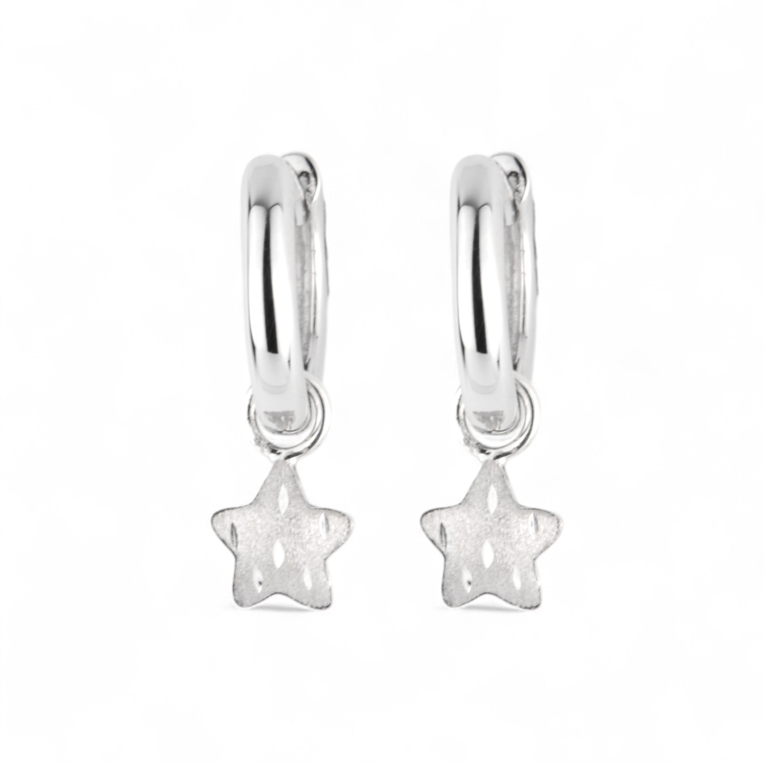 Schmidt Kindercreole Einhänger Stern aus 925 Silber, silberfarben, 18,5x5,8mm, Ohrschmuck für Mädchen