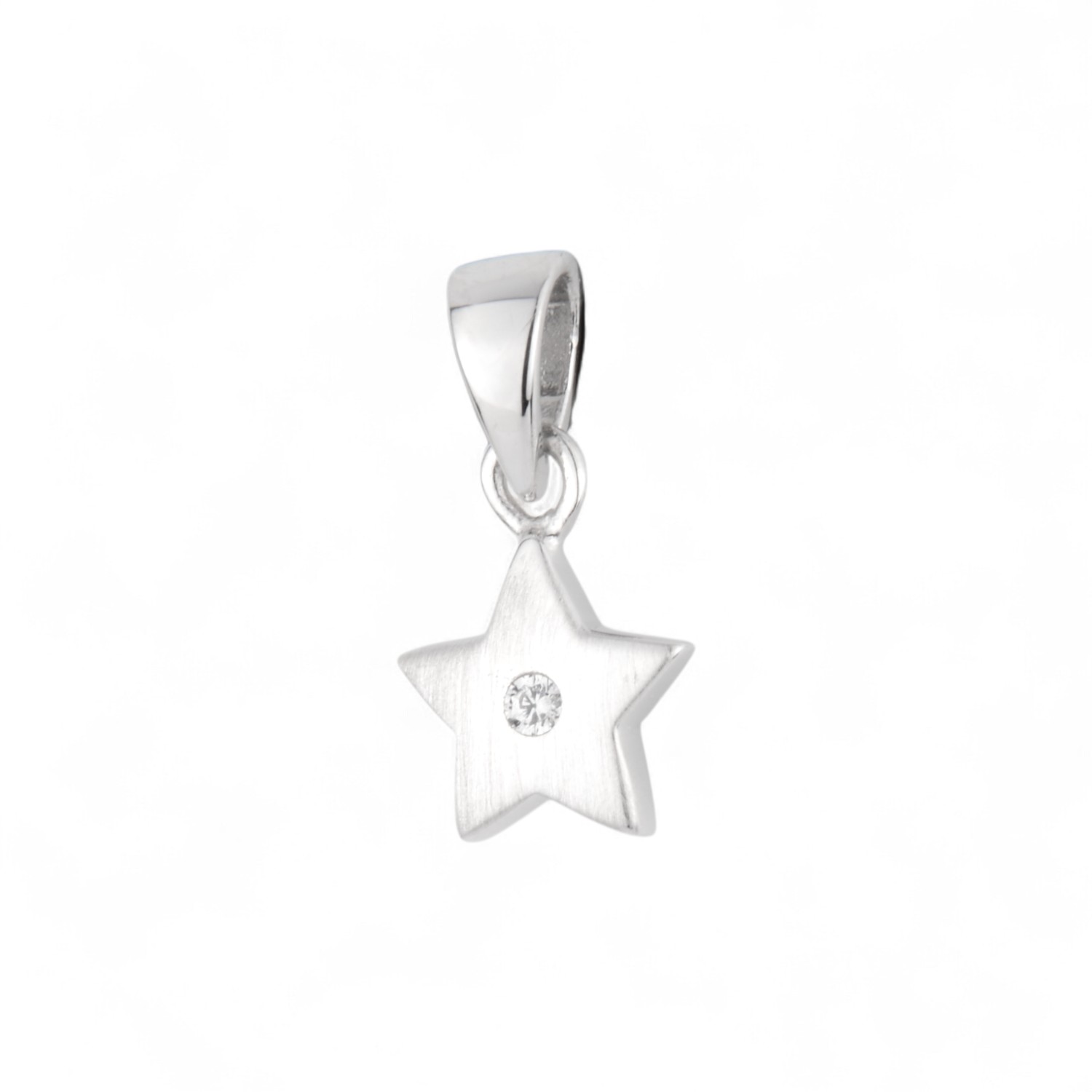 Kinderanhänger Stern von Schmidt aus 925 Silber mit Zirkonia für Kinder, silberfarben, 13,5x7,4mm