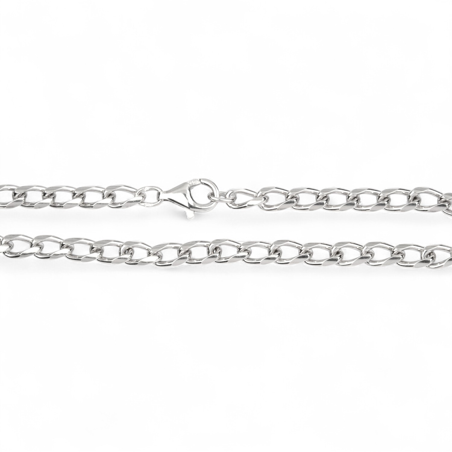 Schmidt Armband Langpanzer oval geschliffen 925 Silber 19cm für Herren und Damen, silberfarben