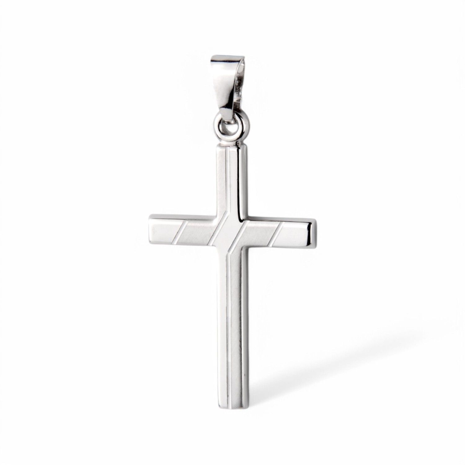 Schmidt Kreuz Anhänger aus 925 Silber für Damen, Herren und Kinder, 24,5x16mm, silberfarben