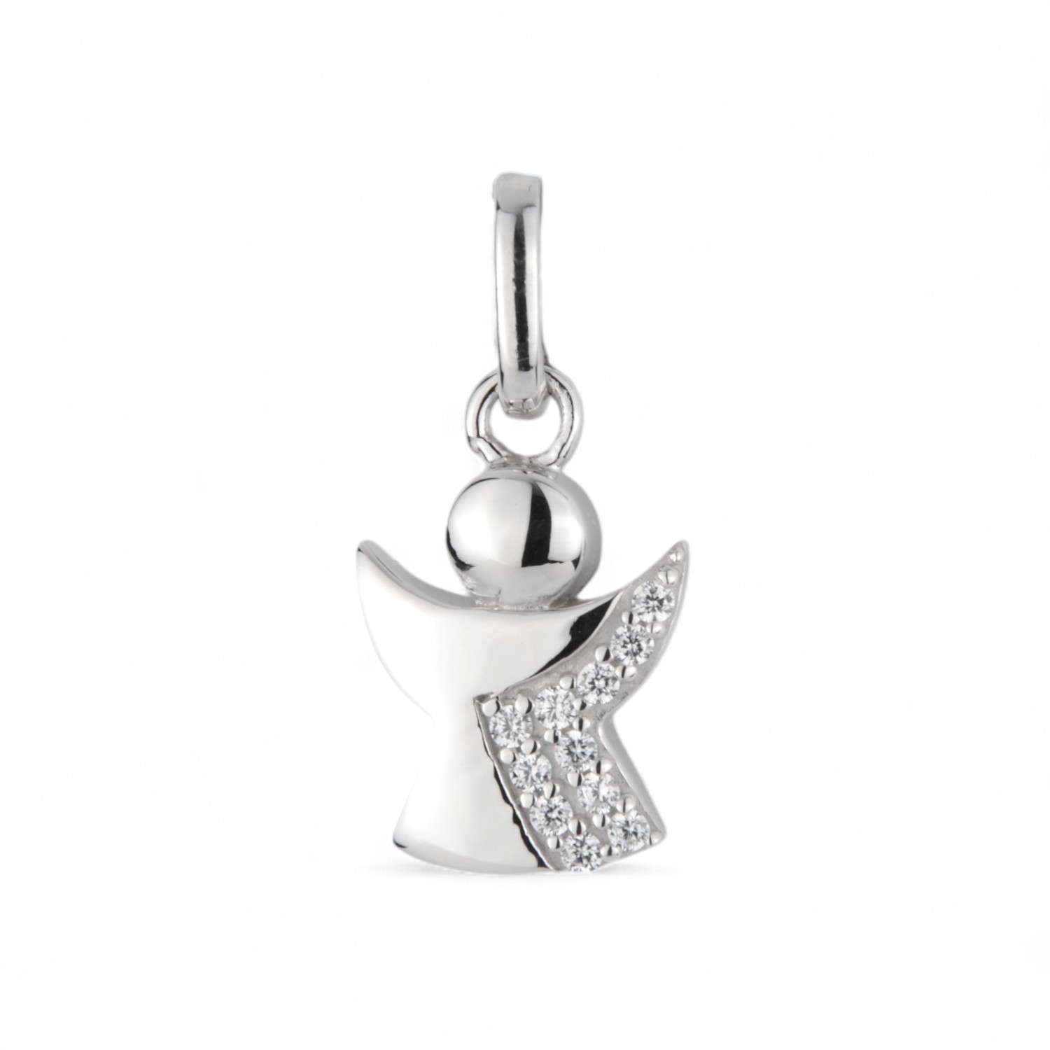 Glücksanhänger Engel aus 925er Silber für Damen mit Zirkonia - Schmidt, 18,3x8,8mm, silberfarben