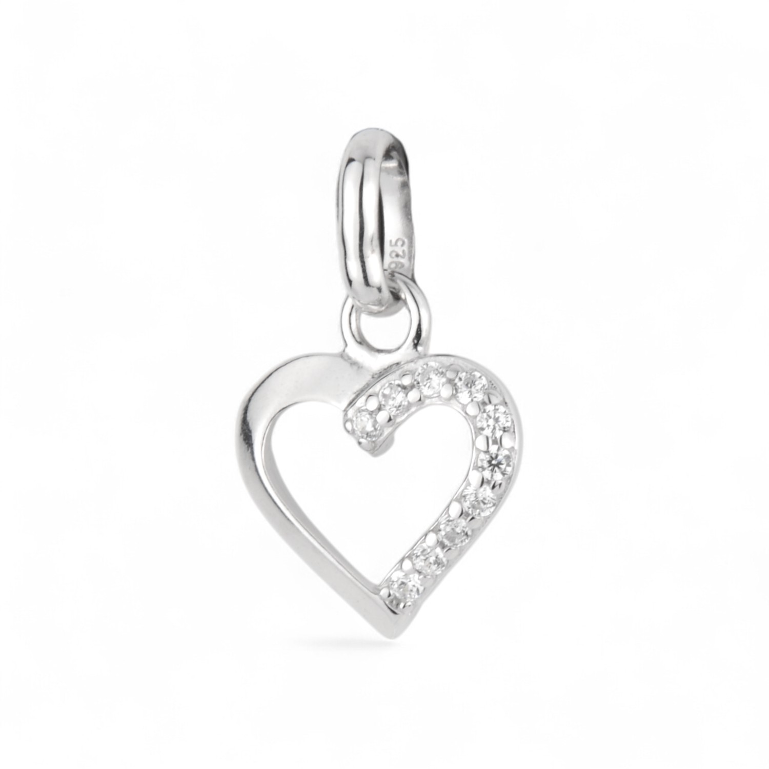 Schmidt Herzanhänger für Damen aus 925 Silber mit Zirkonia, silberfarben, 14,7x8,8mm