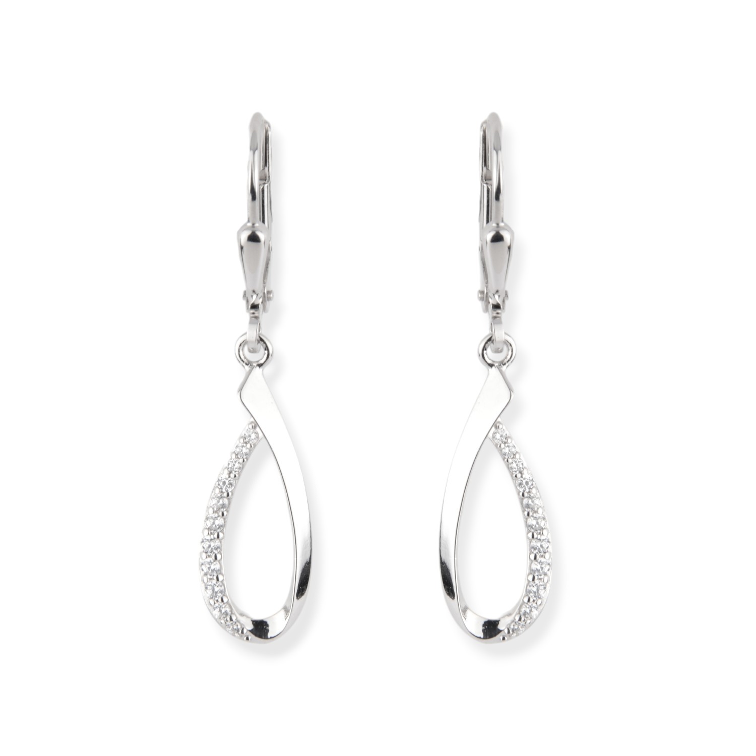 Schmidt Ohrhänger Damen aus 925 Silber mit Zirkonia, silberfarben, 7,5x35mm, eleganter Ohrschmuck