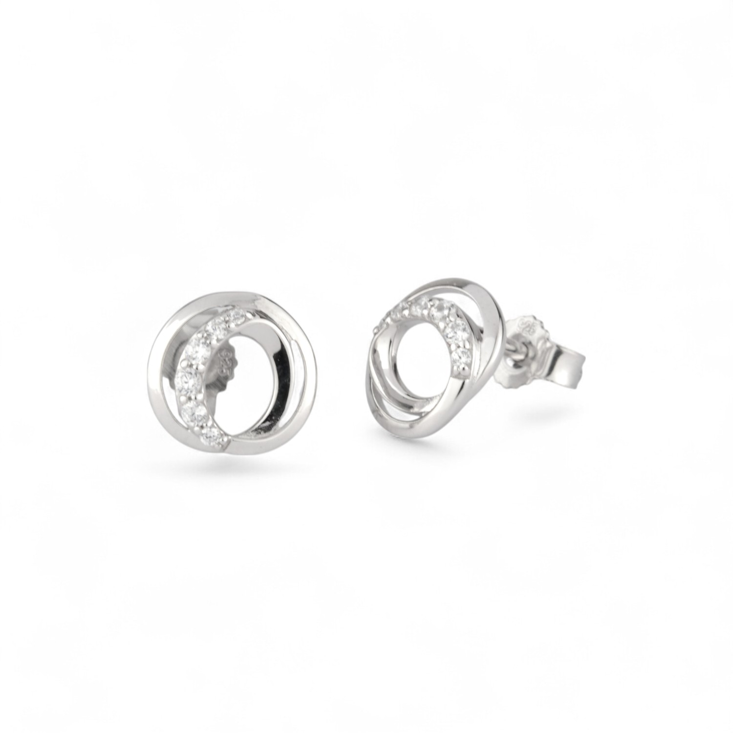 Schmidt Runde Ohrstecker Damen aus 925 Silber mit Zirkonia, ca. 10mm, silberfarben, eleganter Ohrschmuck