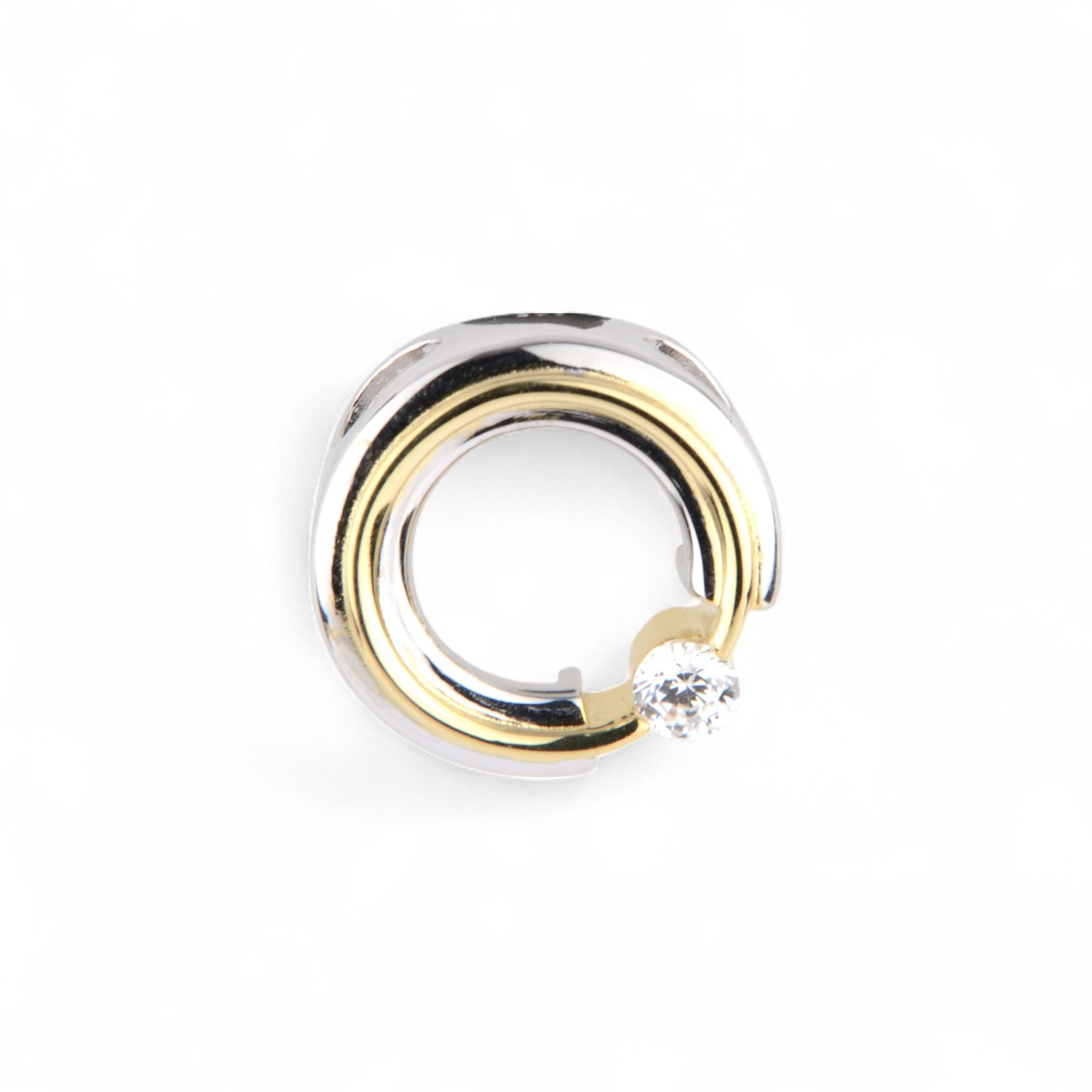 Schmidt Damen Anhänger 925 Silber mit Zirkonia, 2-farbig silber-gold, 13,2mm, eleganter Schmuck für jeden