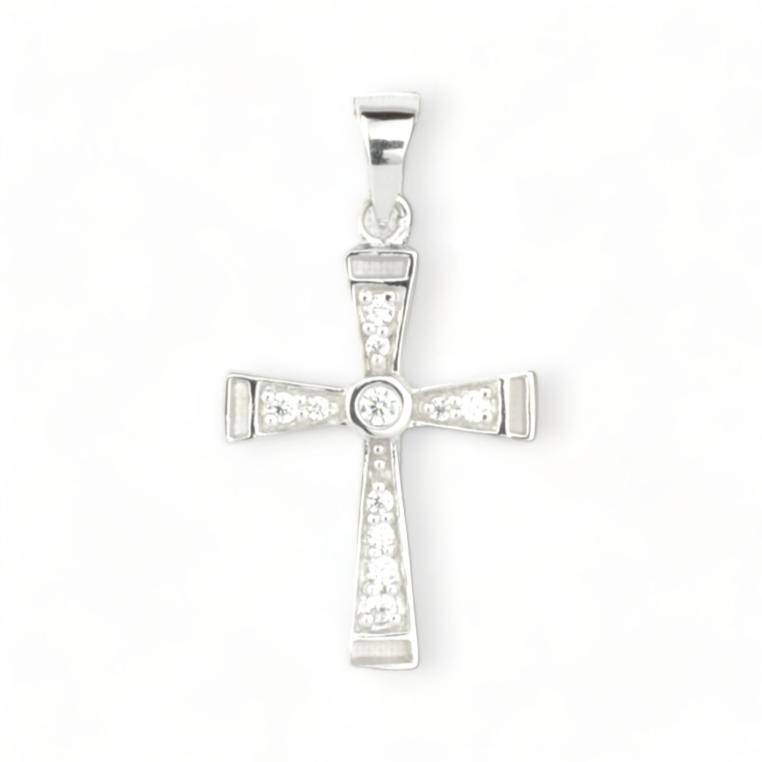 Schmidt Kreuz Anhänger aus 925 Silber mit Zirkonia für Damen, 18,1x13,5mm, silberfarben