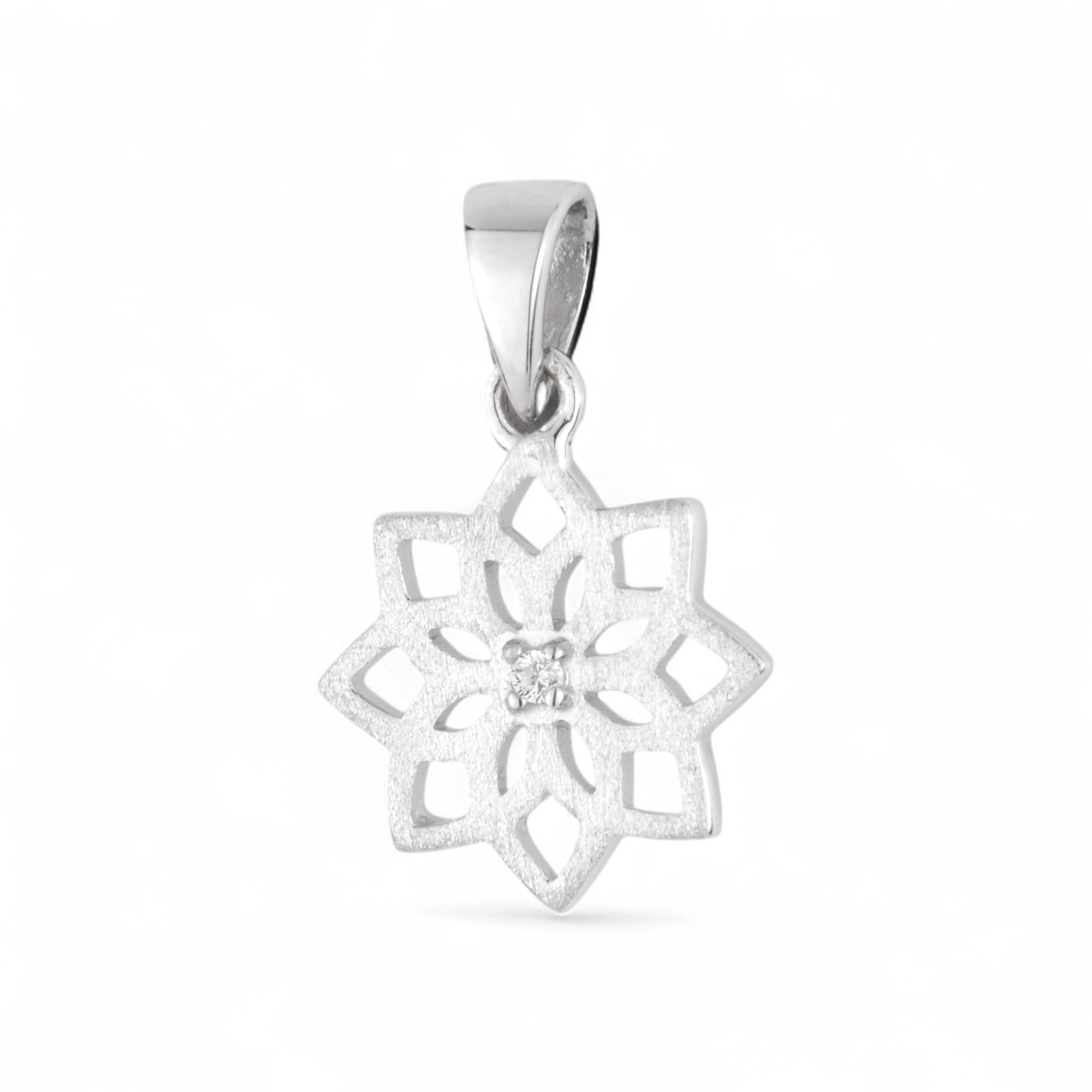 Glücksanhänger Blüte aus 925 Silber für Damen mit Zirkonia - eleganter Schmuck von Schmidt, 16,8x11mm