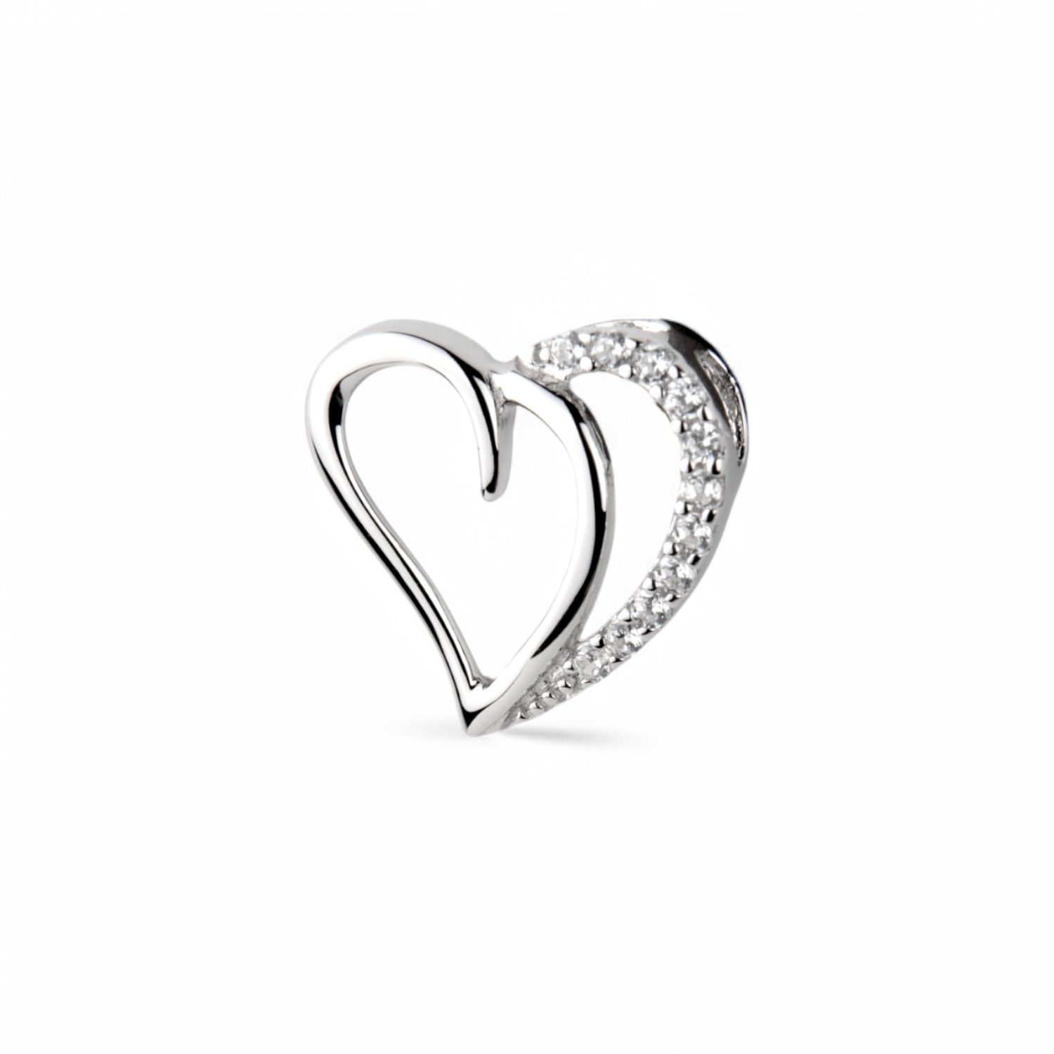 Schmidt Herz Anhänger für Damen aus 925 Silber mit Zirkonia, 16,5x15,5mm, silberfarben