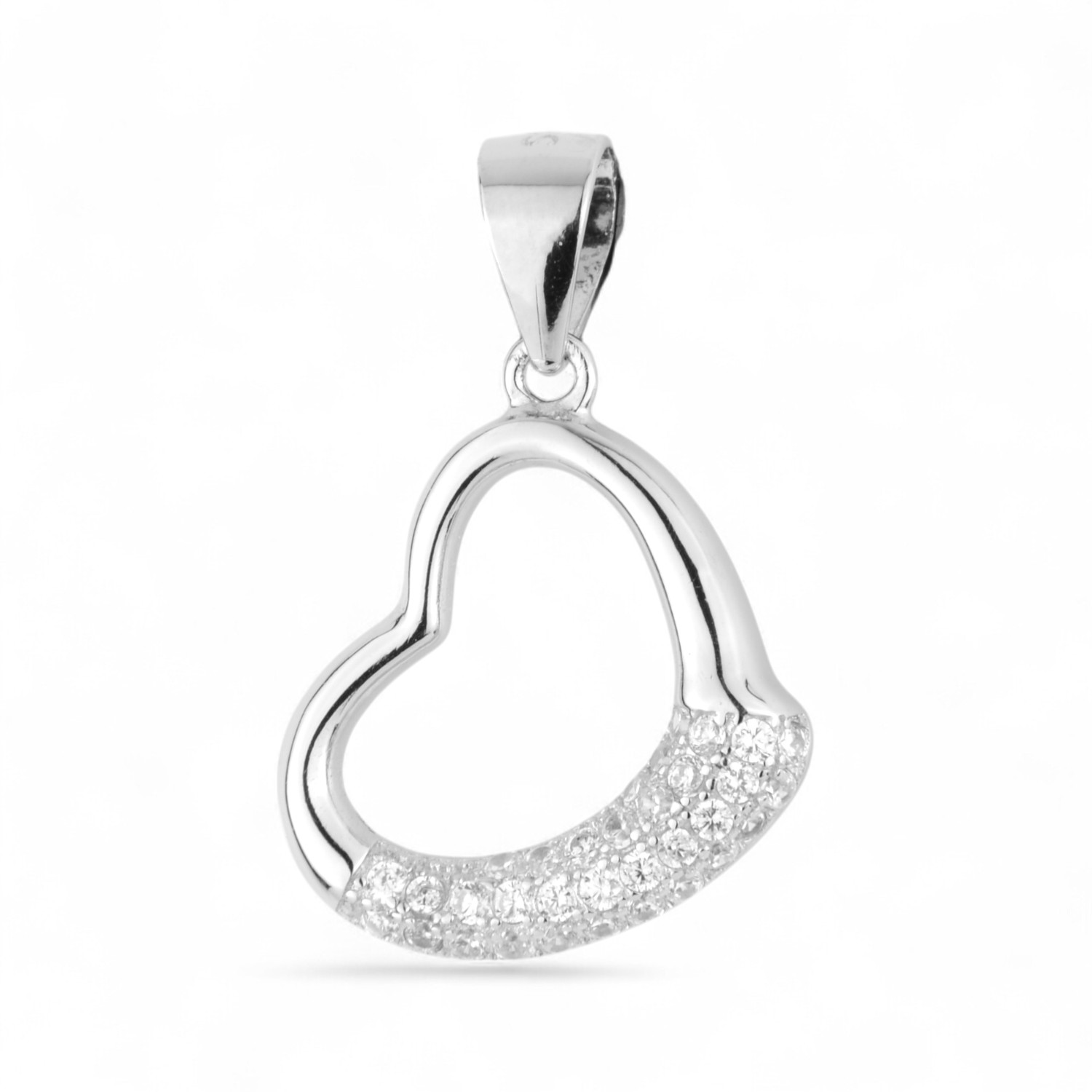 Schmidt Herzanhänger für Damen aus 925 Silber mit Zirkonia, 21x13,9mm, silberfarben, eleganter Schmuck